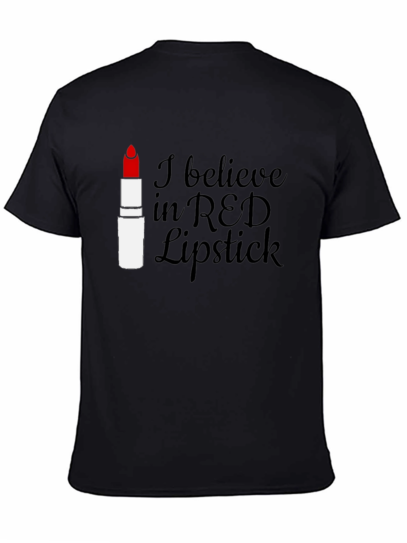 Black Red Lipstick Believer Tee - Stylish Graphic T-Shirt view 4