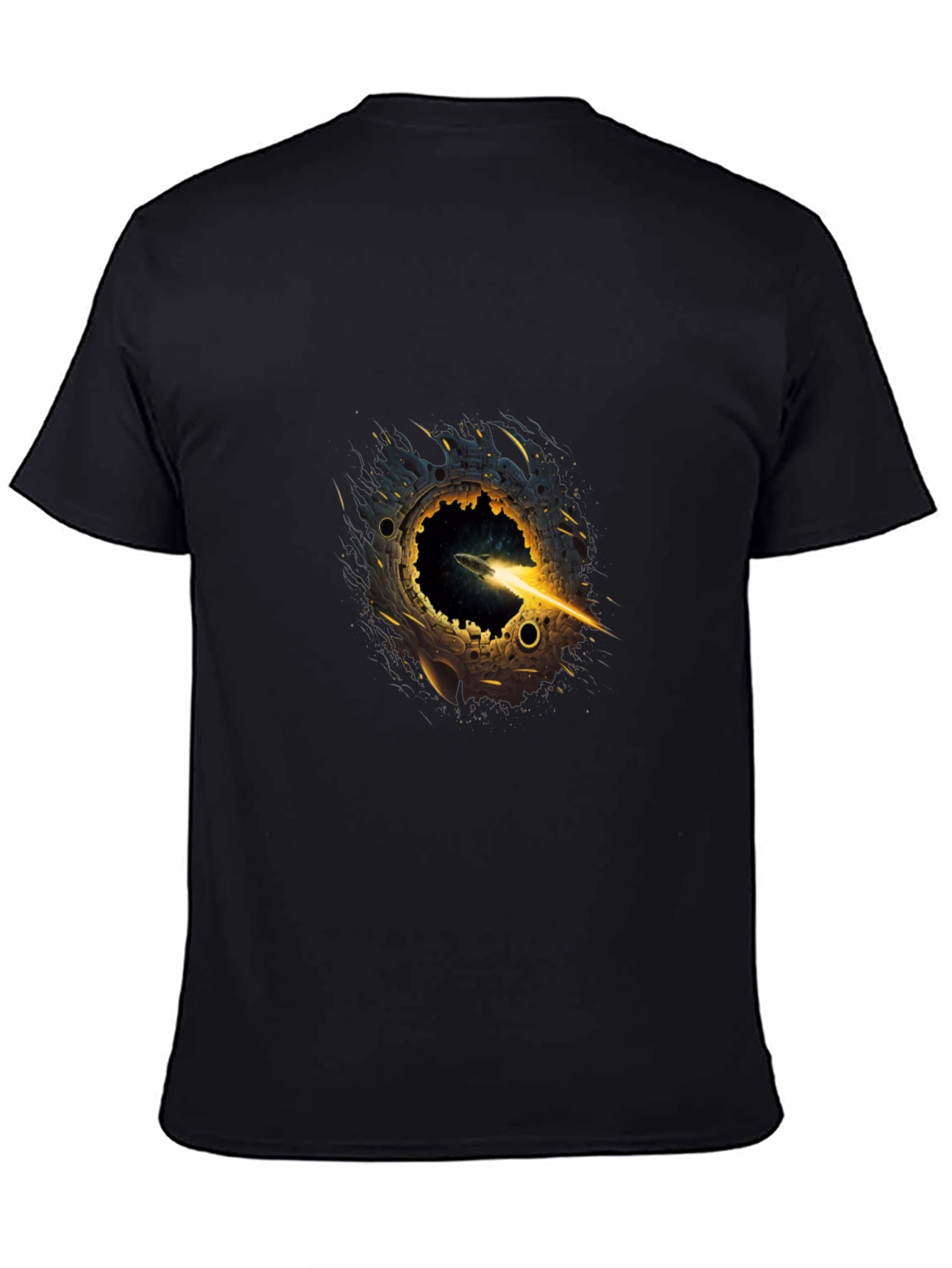 Black Black T-Shirt with Sci-Fi Portal Graphic view 4