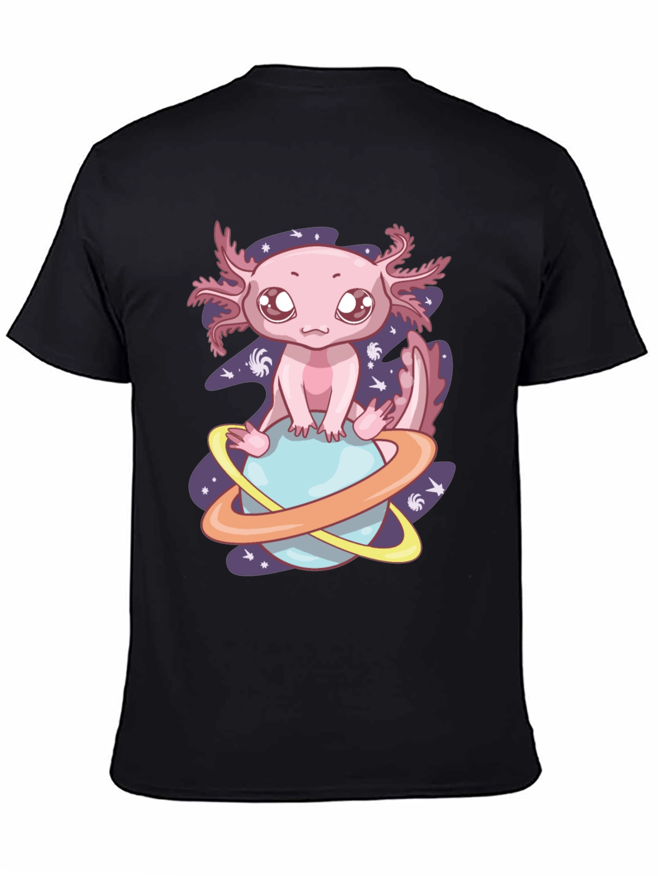 Black Axolotl Planet Graphic Tee - Cute & Unique Design view 4
