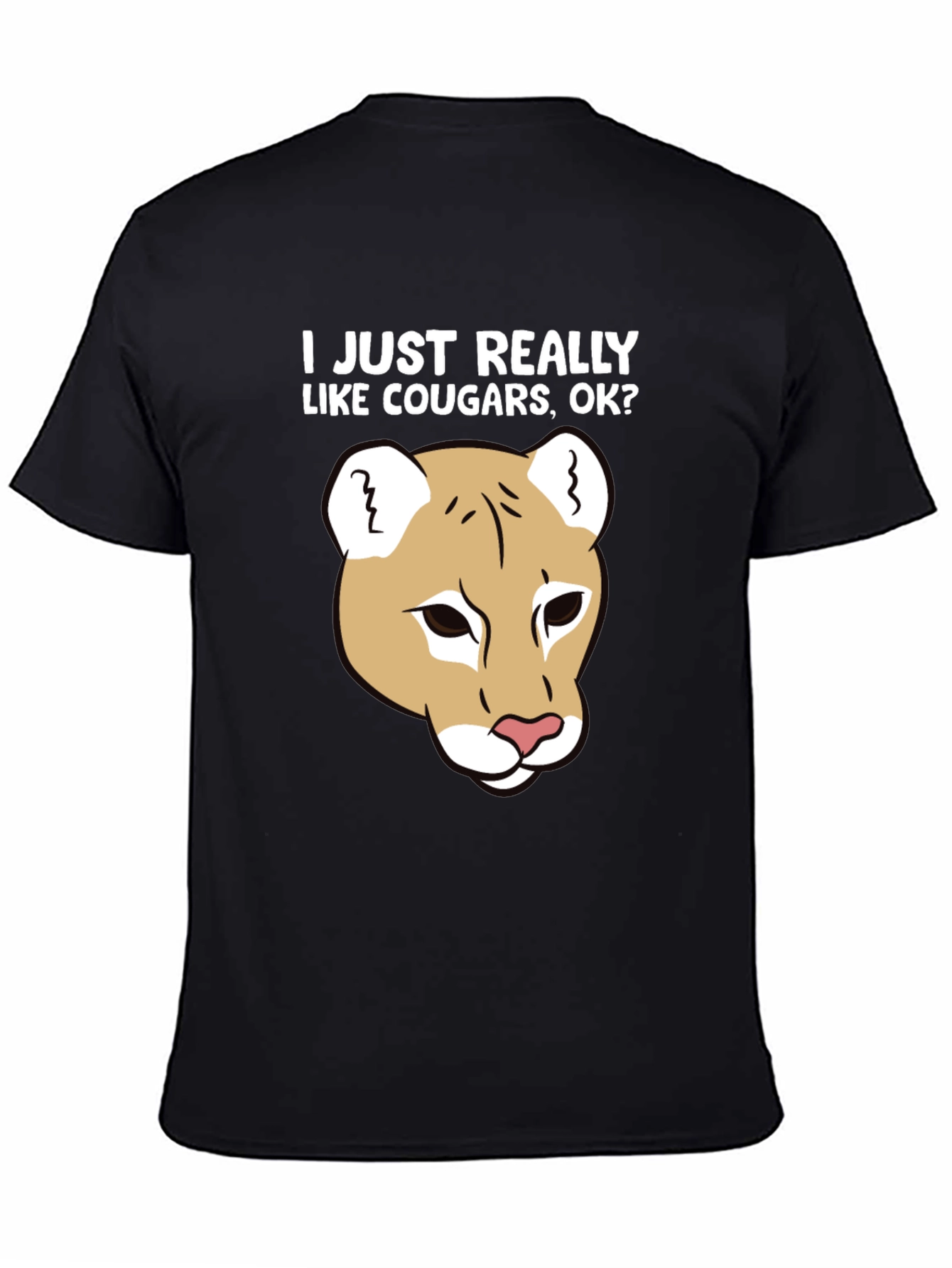 Black Cougar Lover Graphic T-Shirt, Fun Novelty Tee view 4