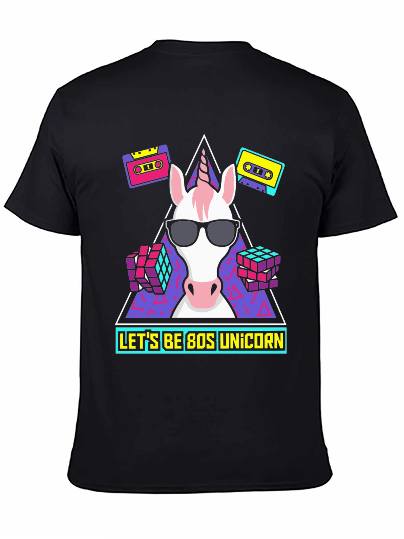 Black 80s Unicorn Graphic Tee view 4