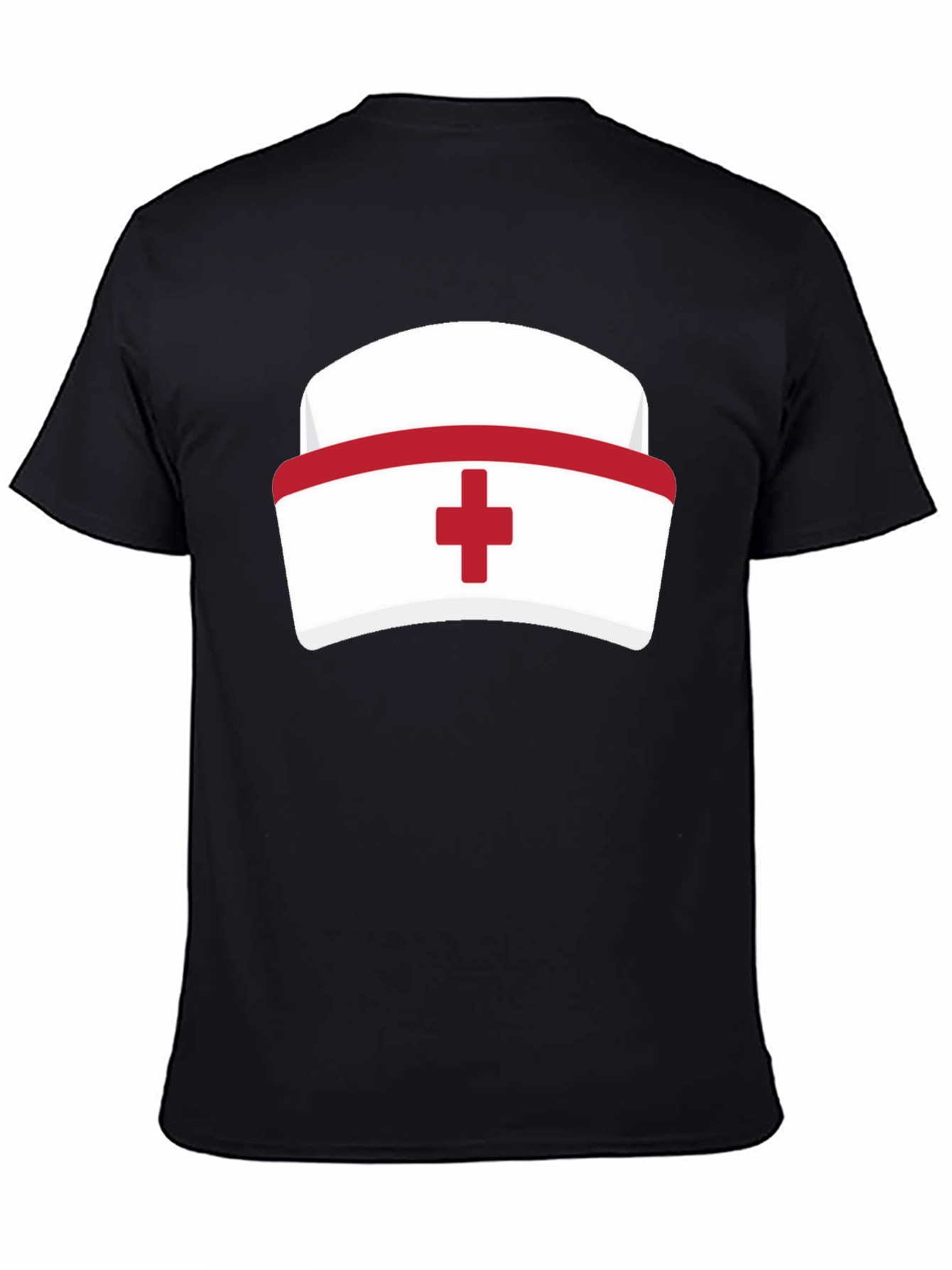 Black Nurse Hat Graphic T-Shirt - Black Cotton Tee view 4