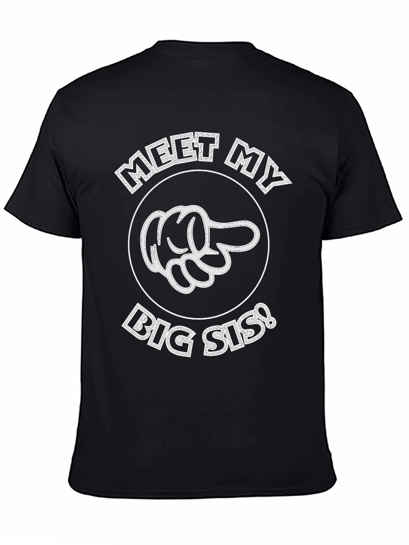 Black Meet My Big Sis! Novelty Graphic T-Shirt view 4