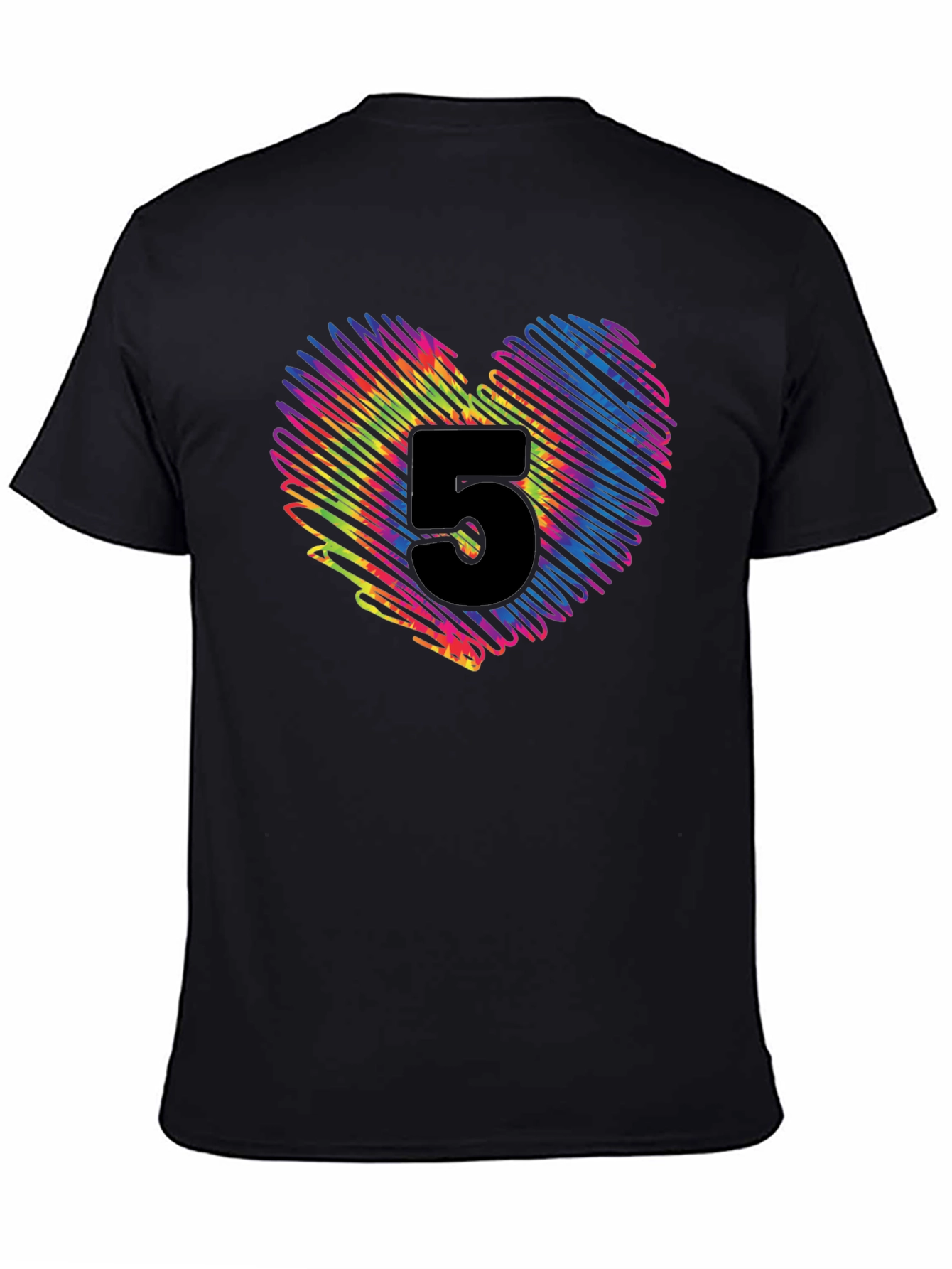 Black Number Five Heart Graphic T-Shirt view 4