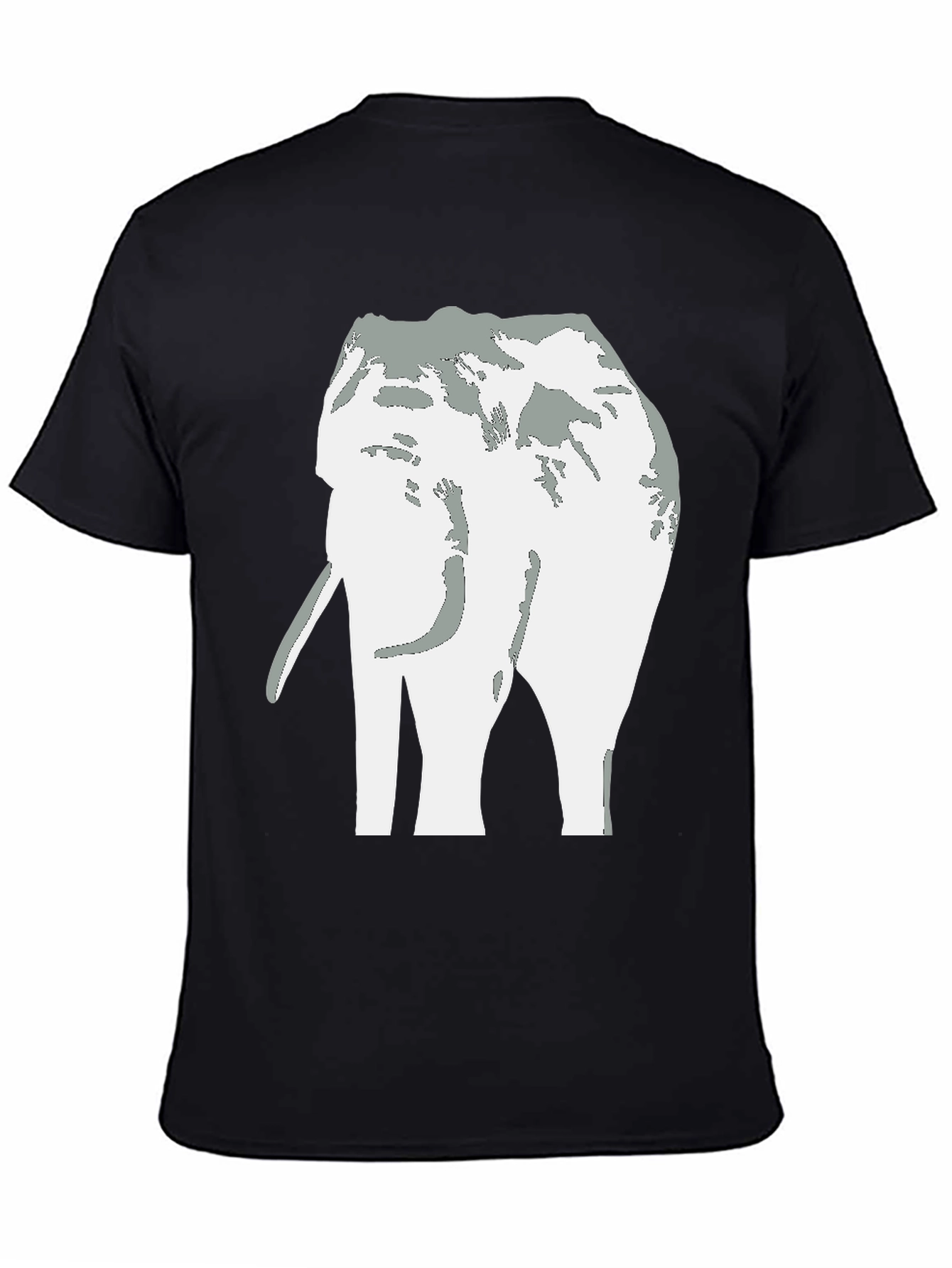 Black Elephant Graphic Tee - Black Cotton Casual T-Shirt view 4