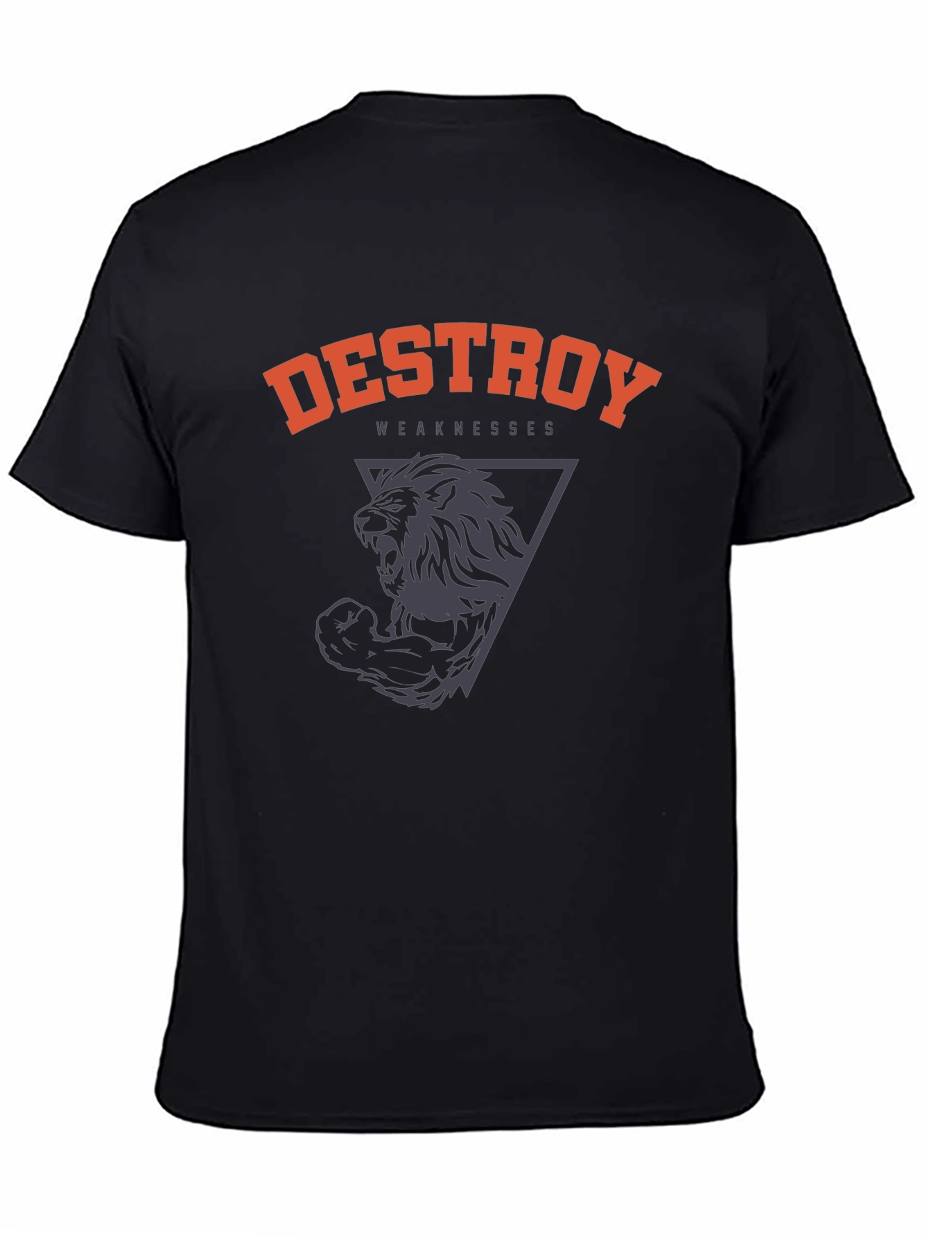 Black Destroy Weaknesses Lion Graphic T-Shirt - Black view 4