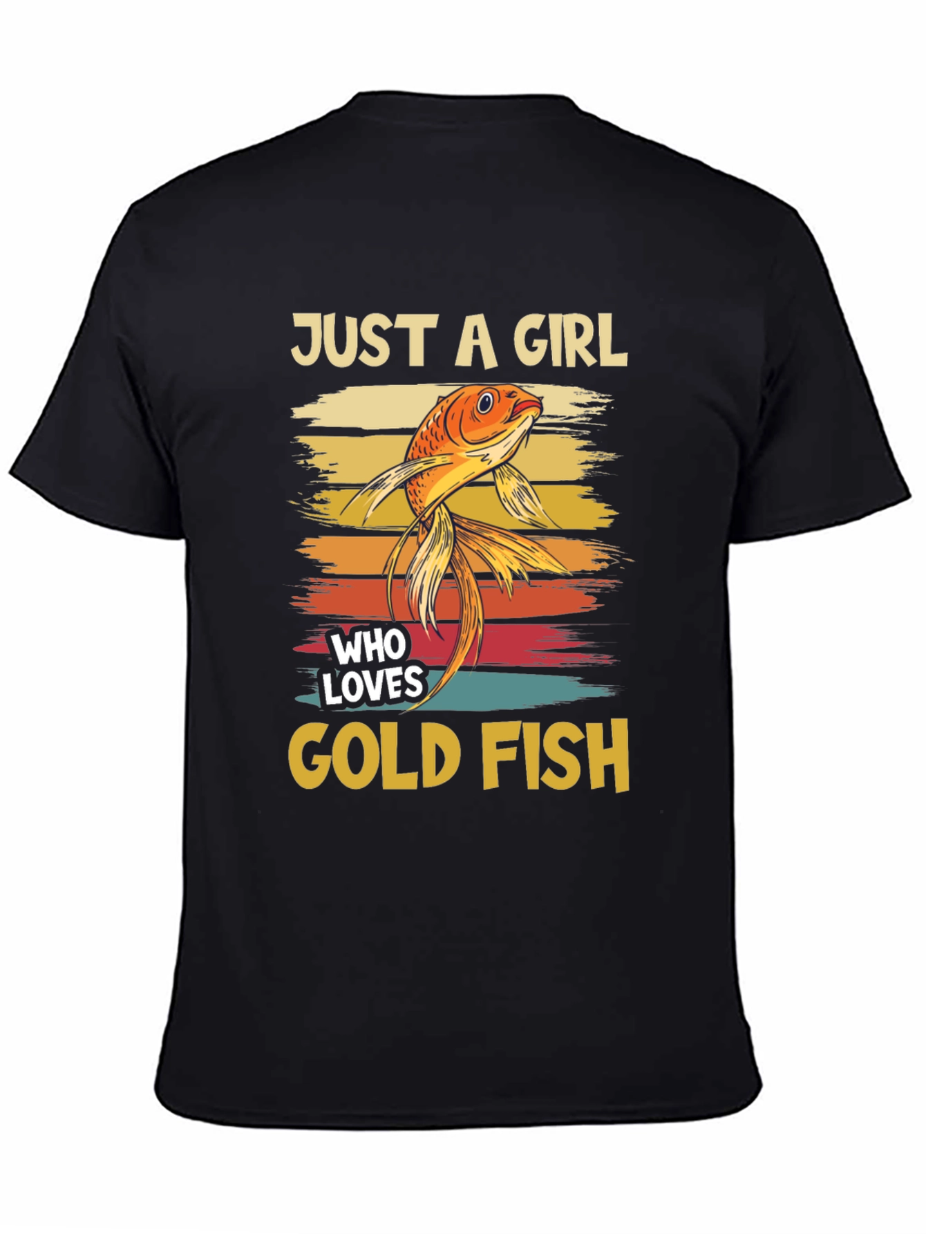 Black Just A Girl Who Loves Goldfish T-Shirt view 4