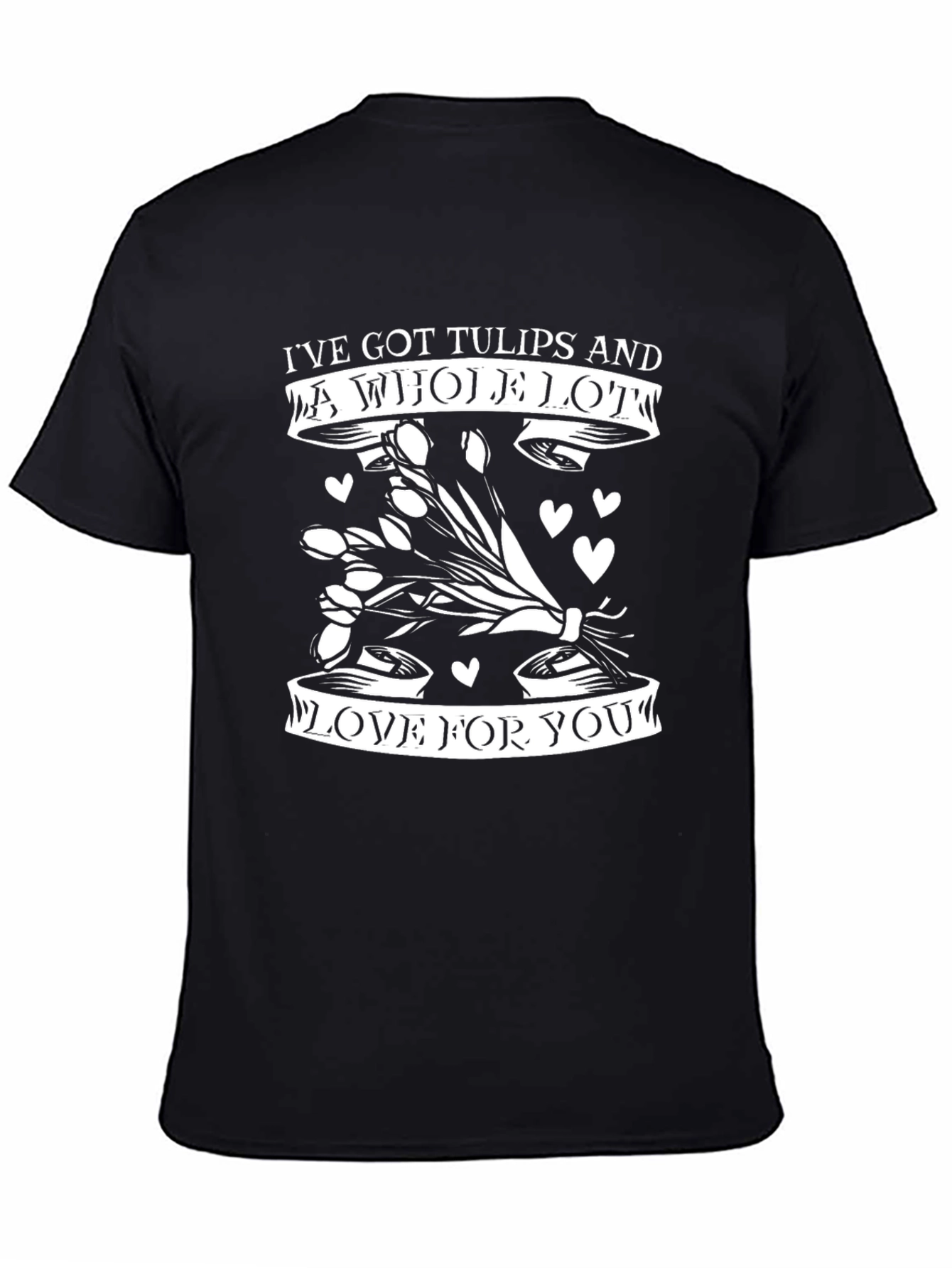 Black Tulips & Love T-Shirt - Romantic Graphic Tee view 4
