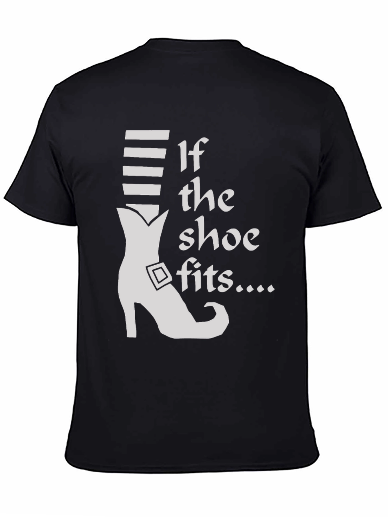 Black If the Shoe Fits T-Shirt - Novelty Witch Shoe Tee view 4