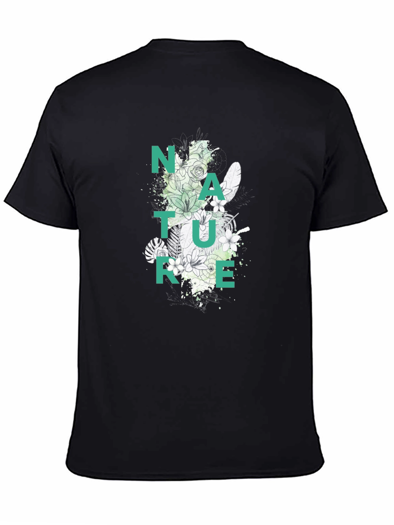 Black Nature Graphic Print Black T-Shirt view 4