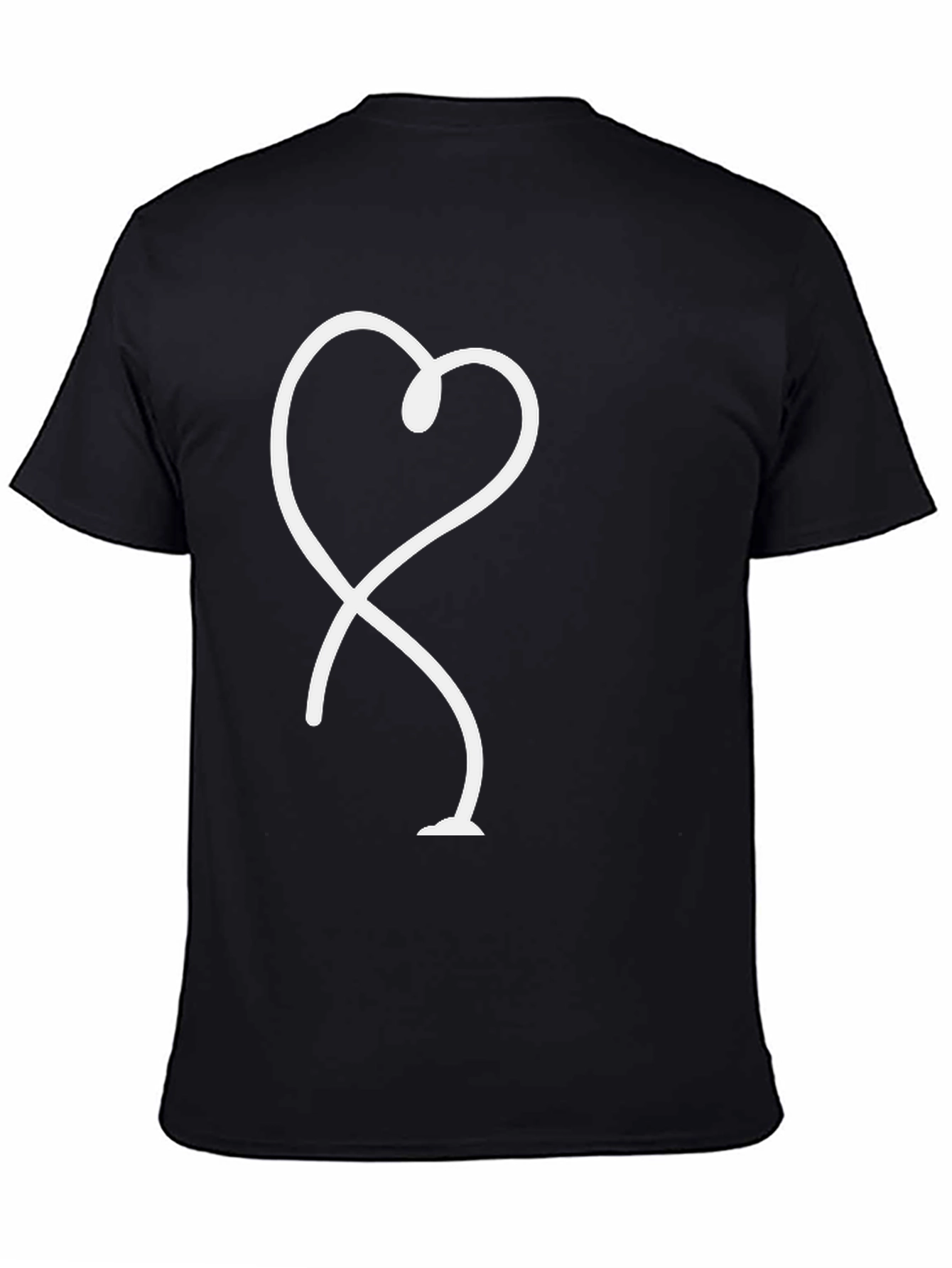 Black Heart Line Art Black T-Shirt view 4