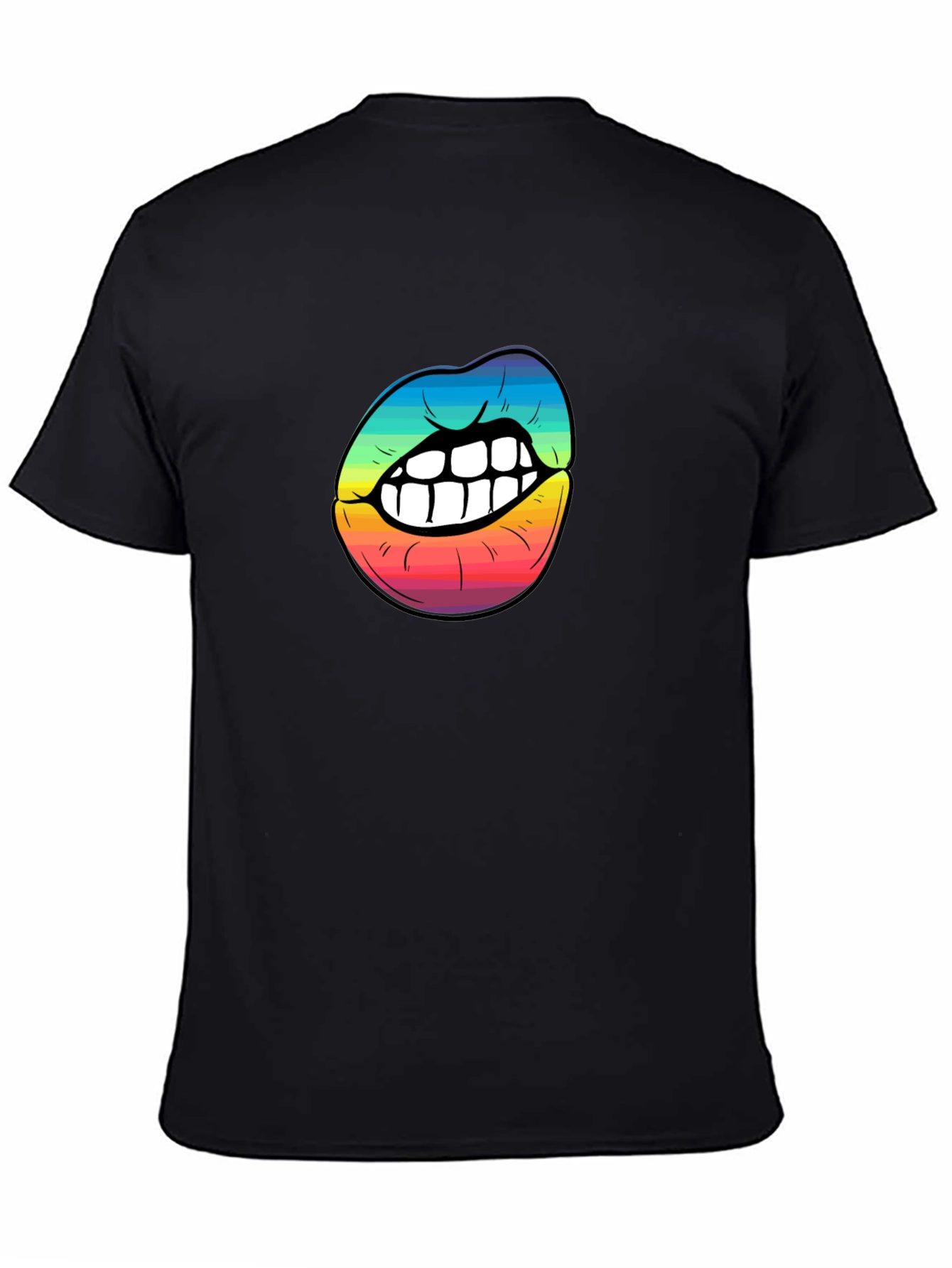 Black Rainbow Lips Graphic Black T-Shirt view 4
