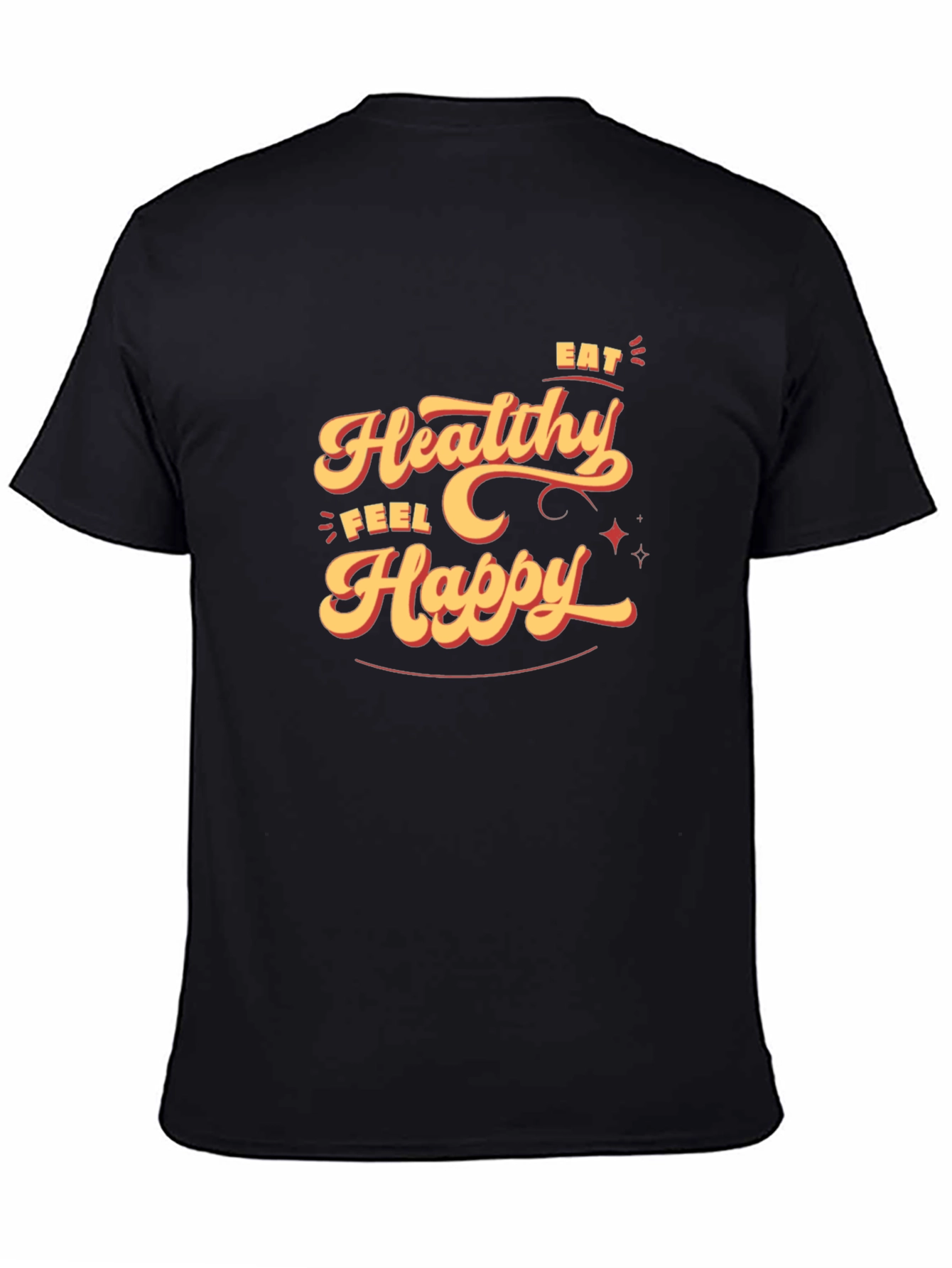 Black Eat Healthy Feel Happy Graphic Tee view 4