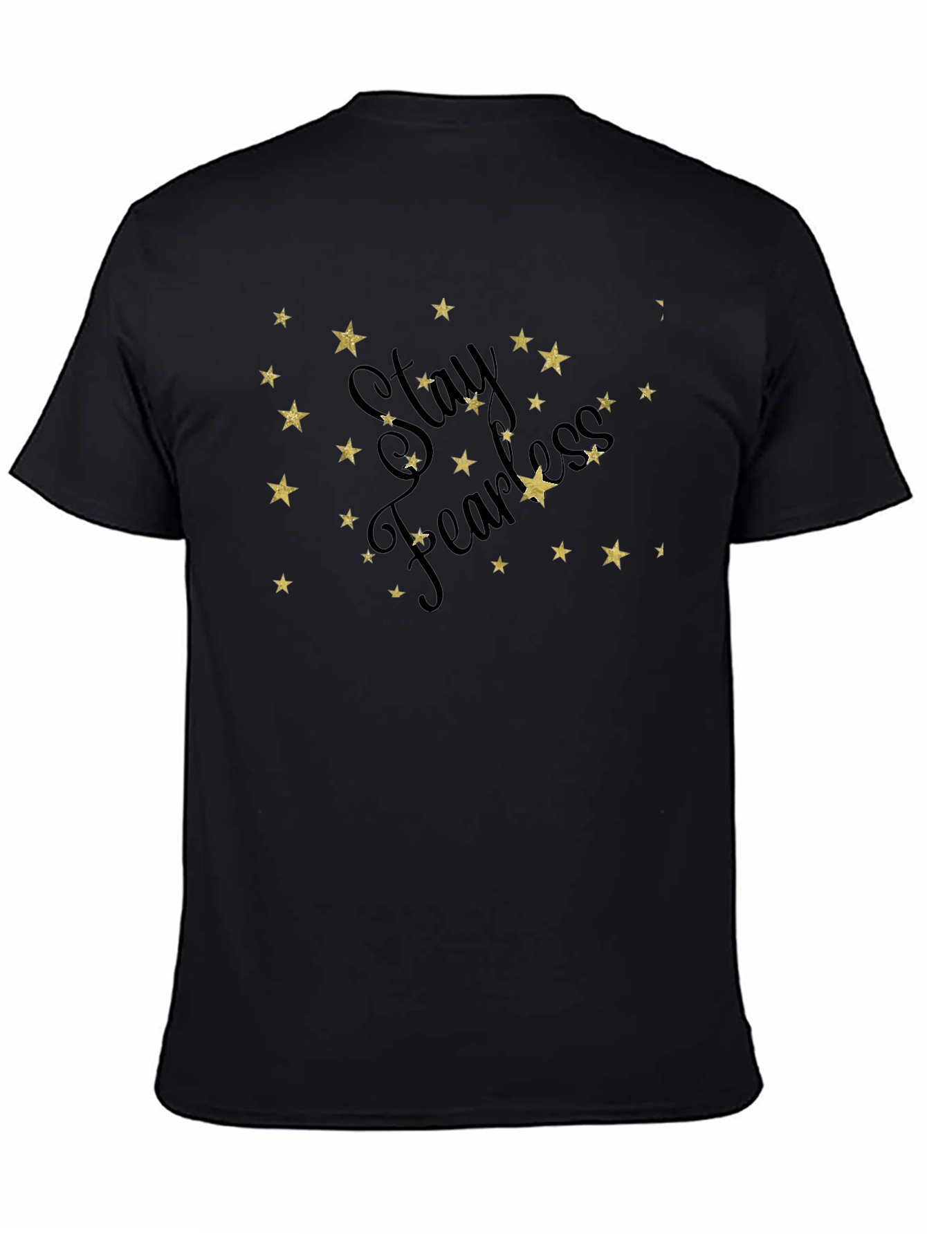 Black Stay Fearless Graphic Tee - Black Cotton Star Design view 4