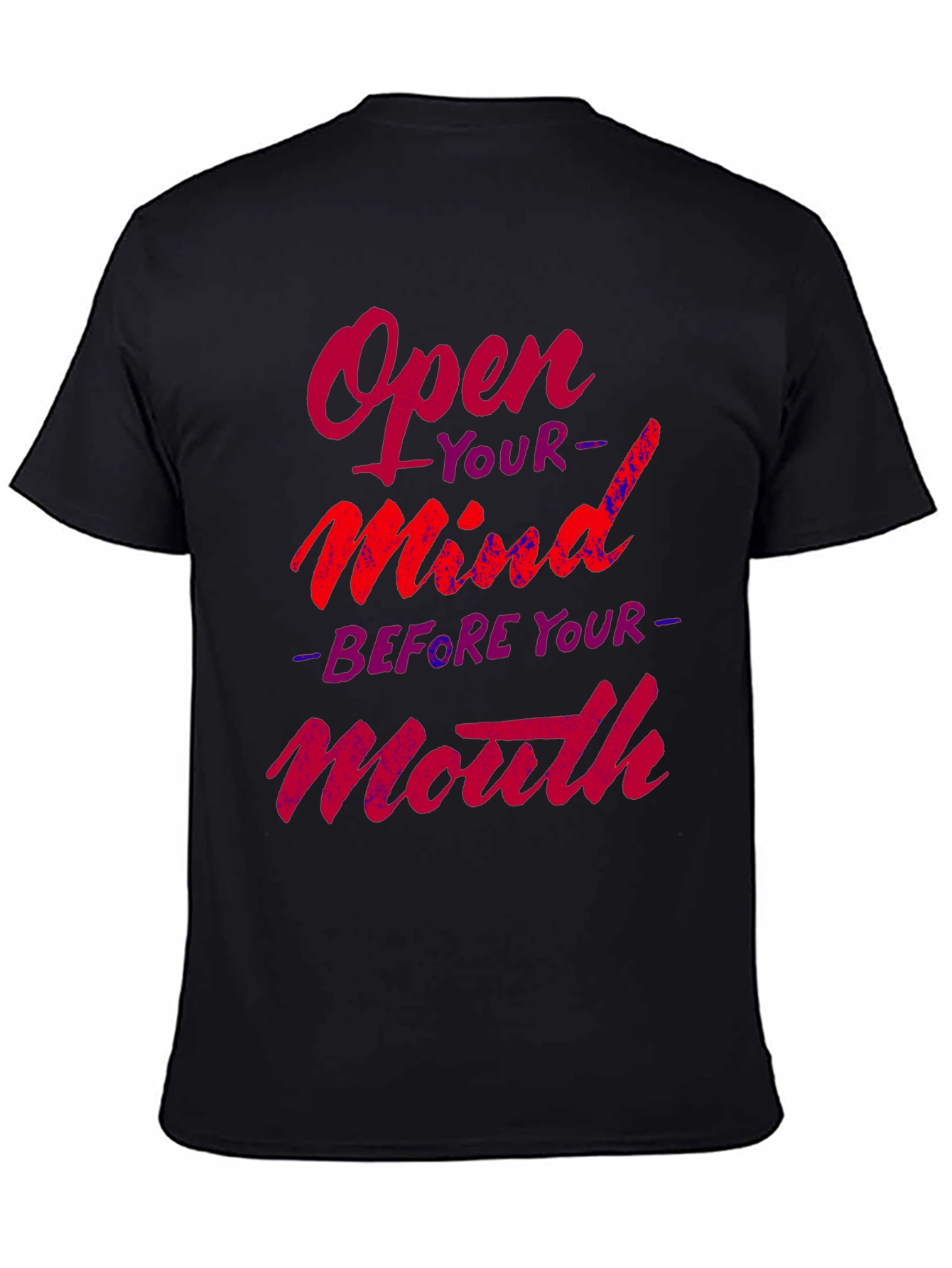 Black Open Mind Graphic Tee - Inspiring Slogan T-Shirt view 4