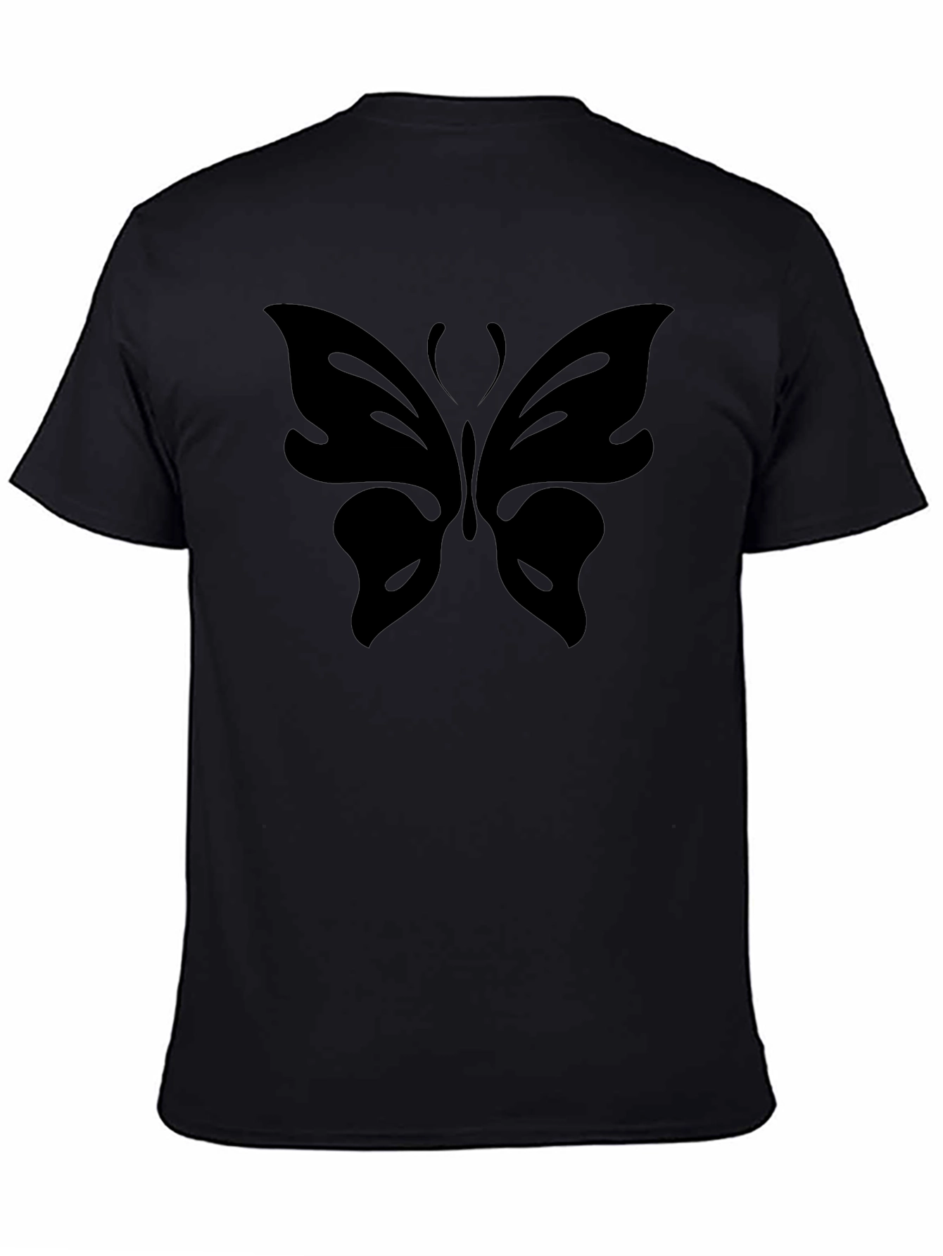 Black Butterfly Graphic Tee - Sleek Black Cotton T-Shirt view 4