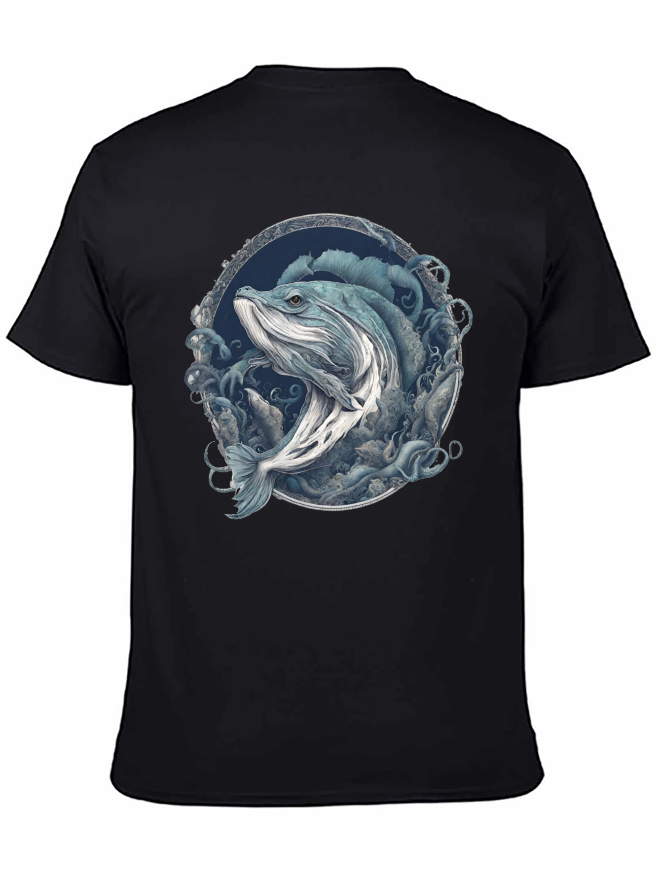 Black Whale Graphic T-Shirt - Men's Black Tee view 4