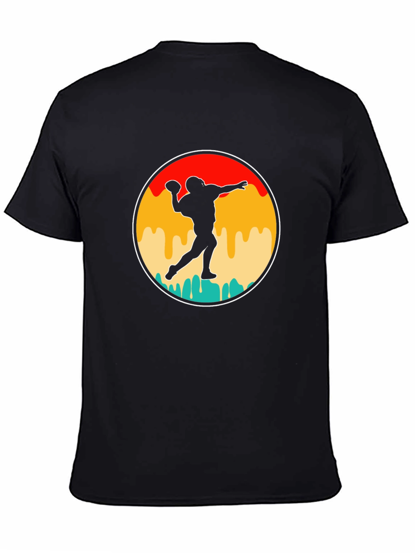 Black Retro Football Throwback T-Shirt view 4