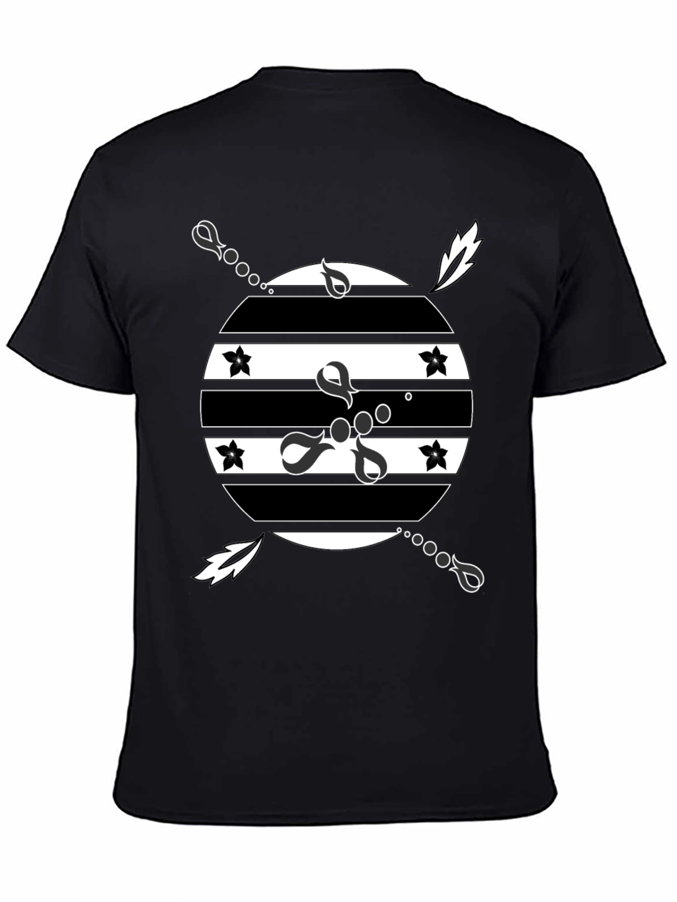 Black Men's Black Graphic T-Shirt - Retro Design view 4