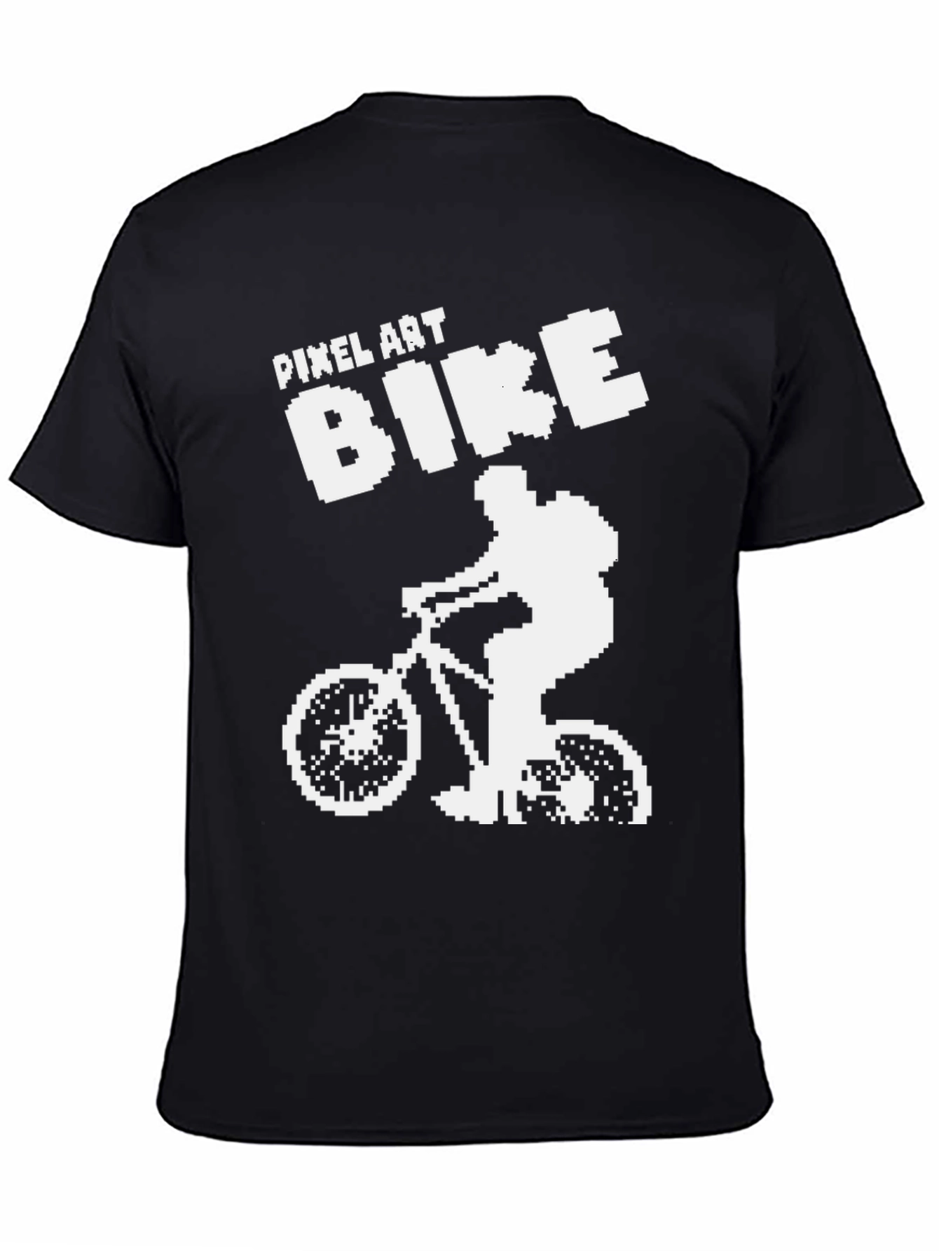 Black Pixel Art Bike T-Shirt - Cyclist Tee view 4