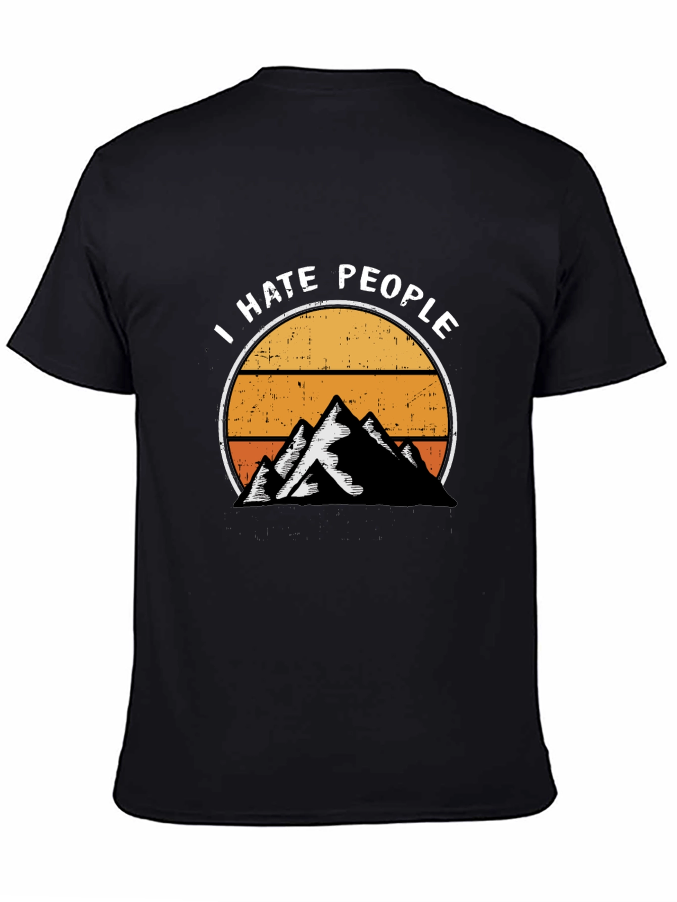 Black I Hate People Mountain Sunset Graphic Tee view 4
