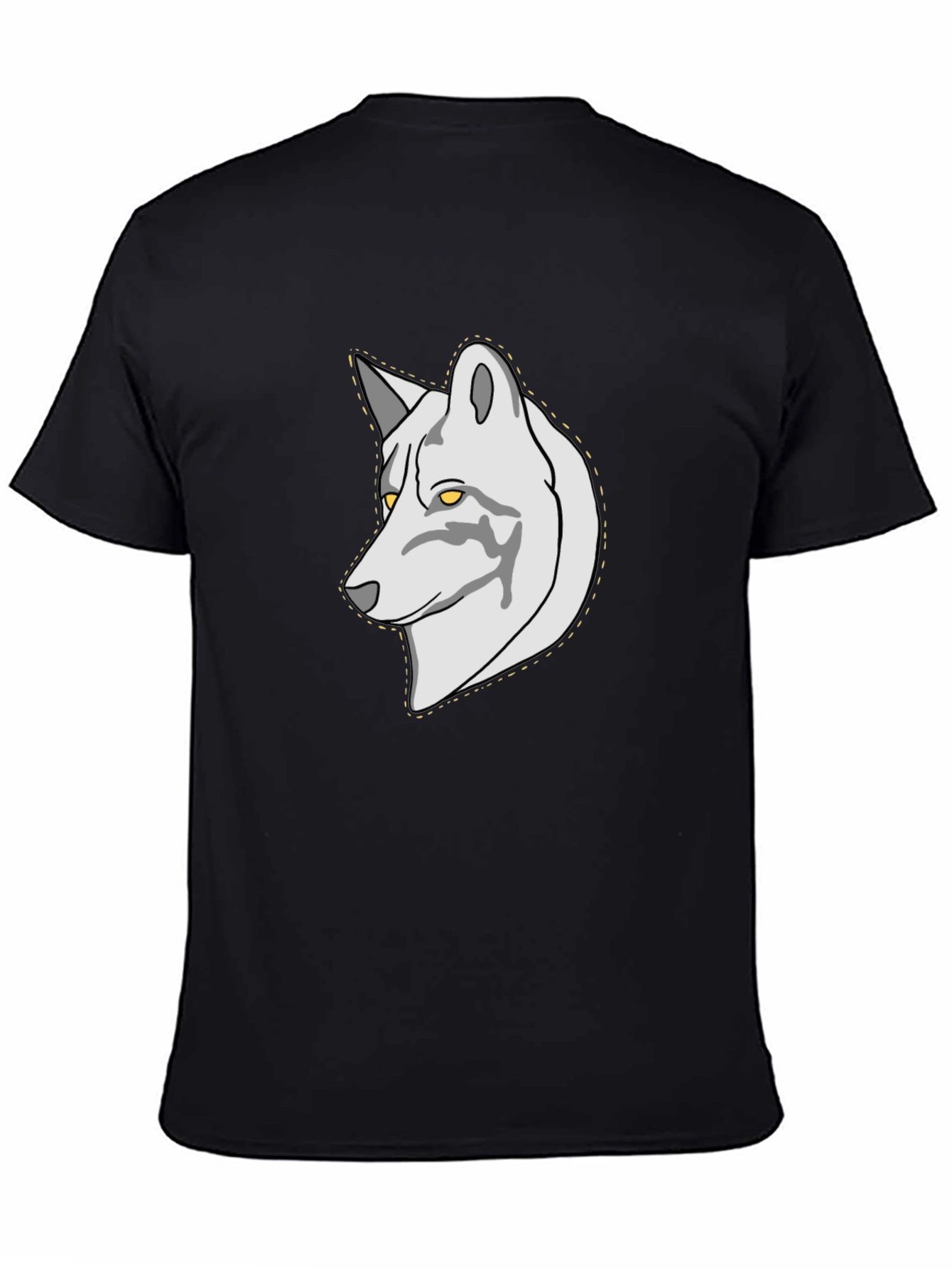 Black Wolf Graphic Print Men's Black T-Shirt view 4