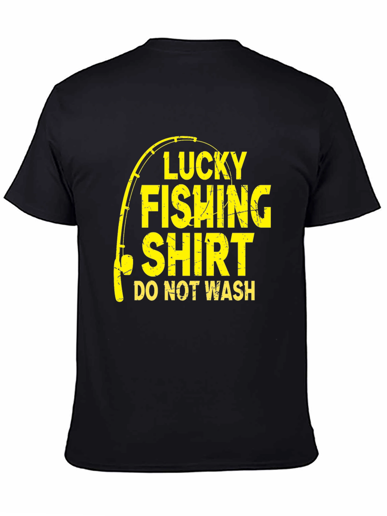Black Lucky Fishing Shirt - Novelty Graphic Tee view 4