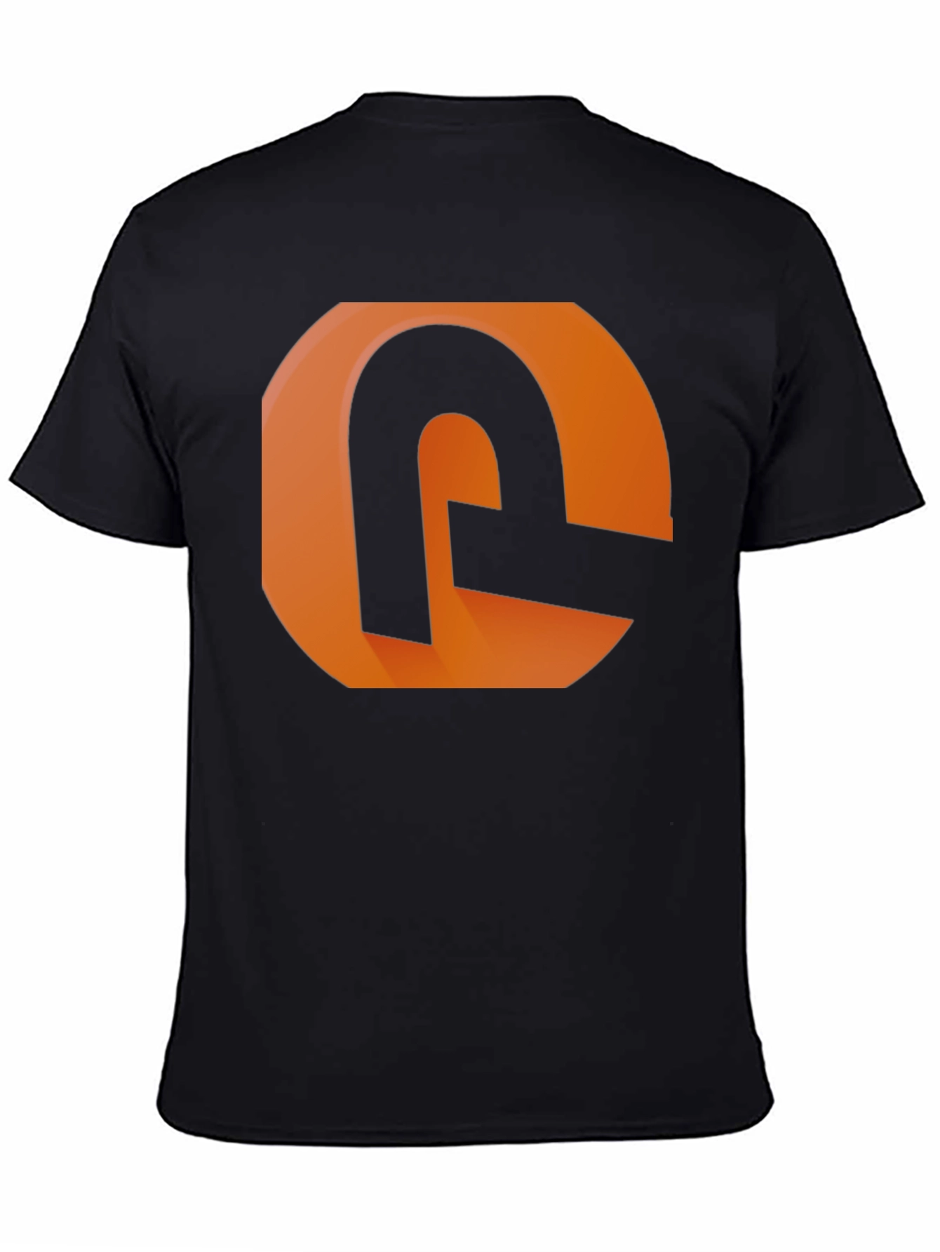 Black Modern Graphic Tee - Orange and Black Design view 4