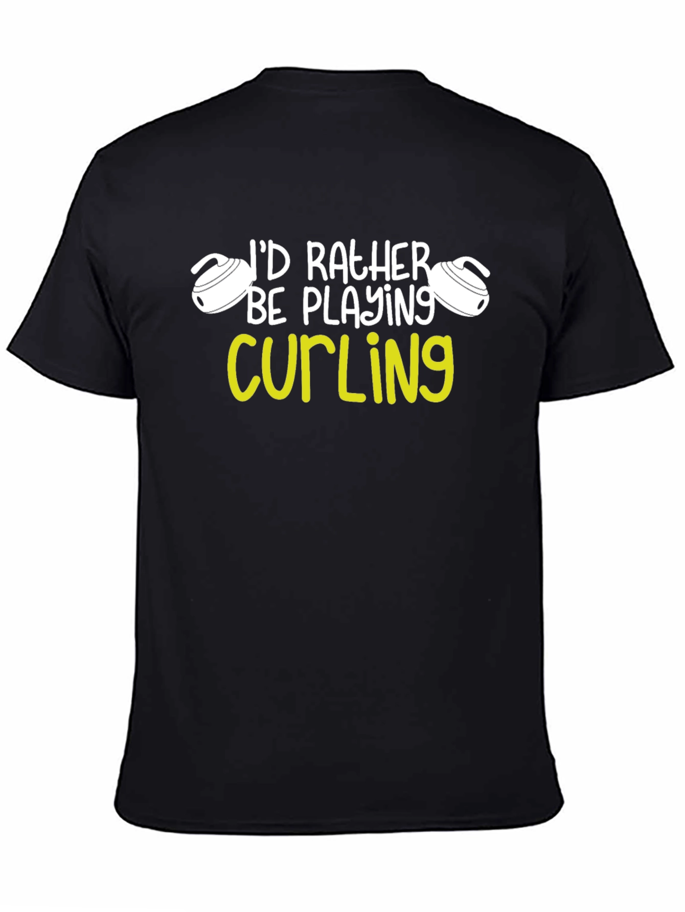 Black Curling Player Graphic Tee - I'd Rather Be Curling view 4