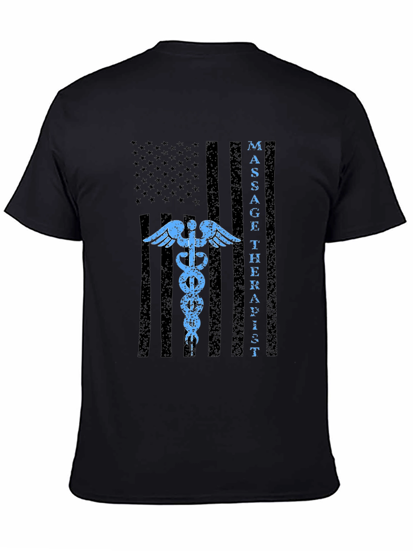 Black Massage Therapist American Flag T-Shirt view 4