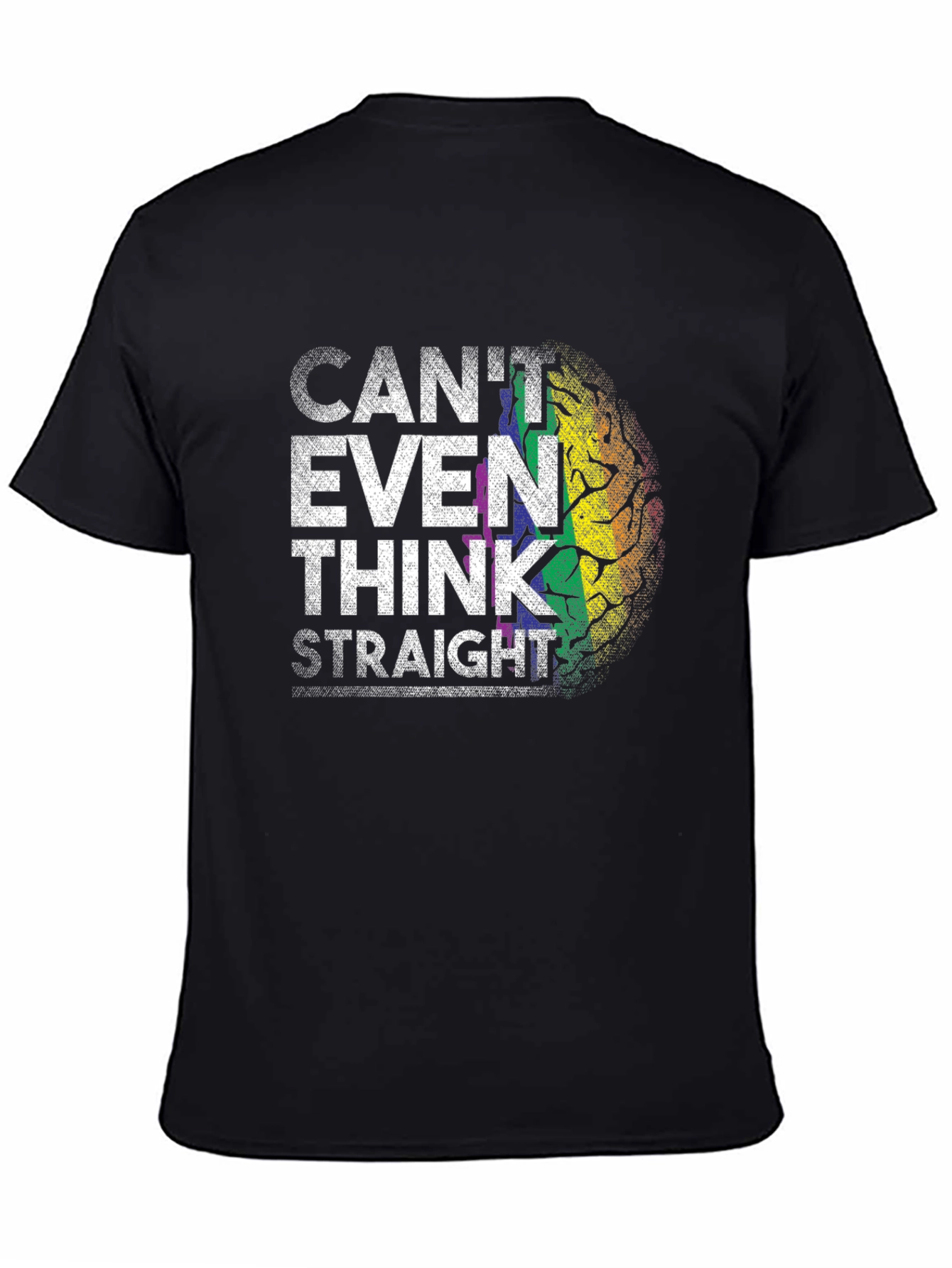 Black Can't Even Think Straight Rainbow Brain T-Shirt view 4