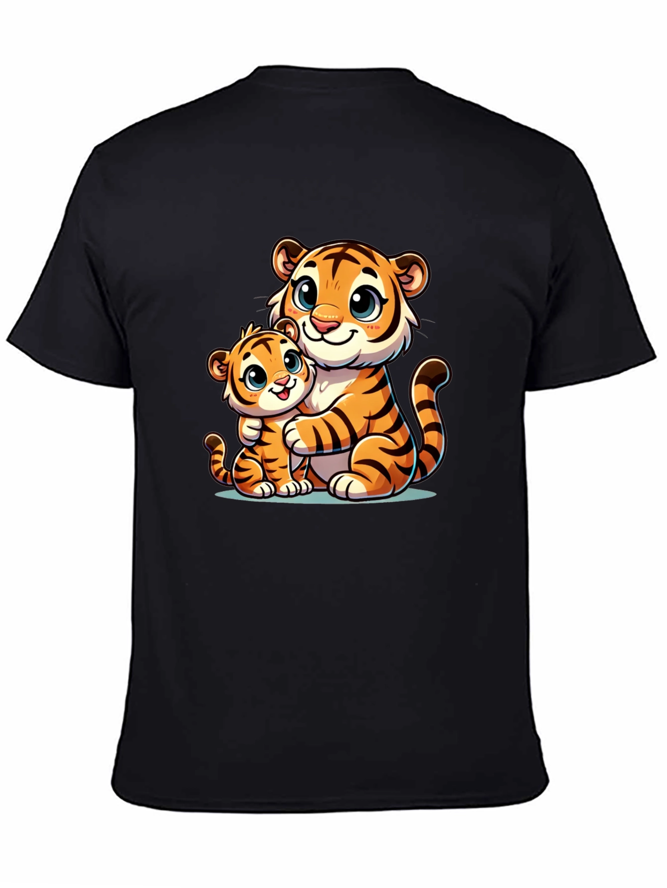 Black Cute Tiger Family Black T-Shirt view 4