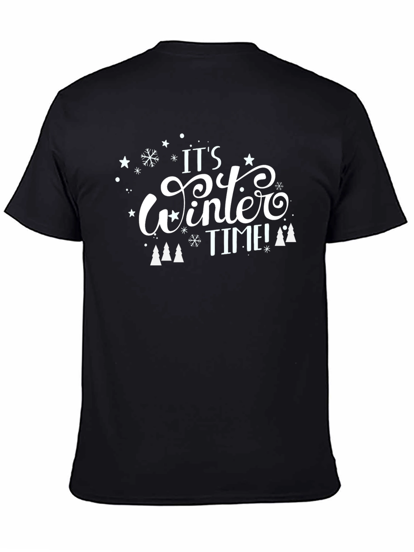 Black Winter Time Graphic Tee - Black Cotton Comfort view 4