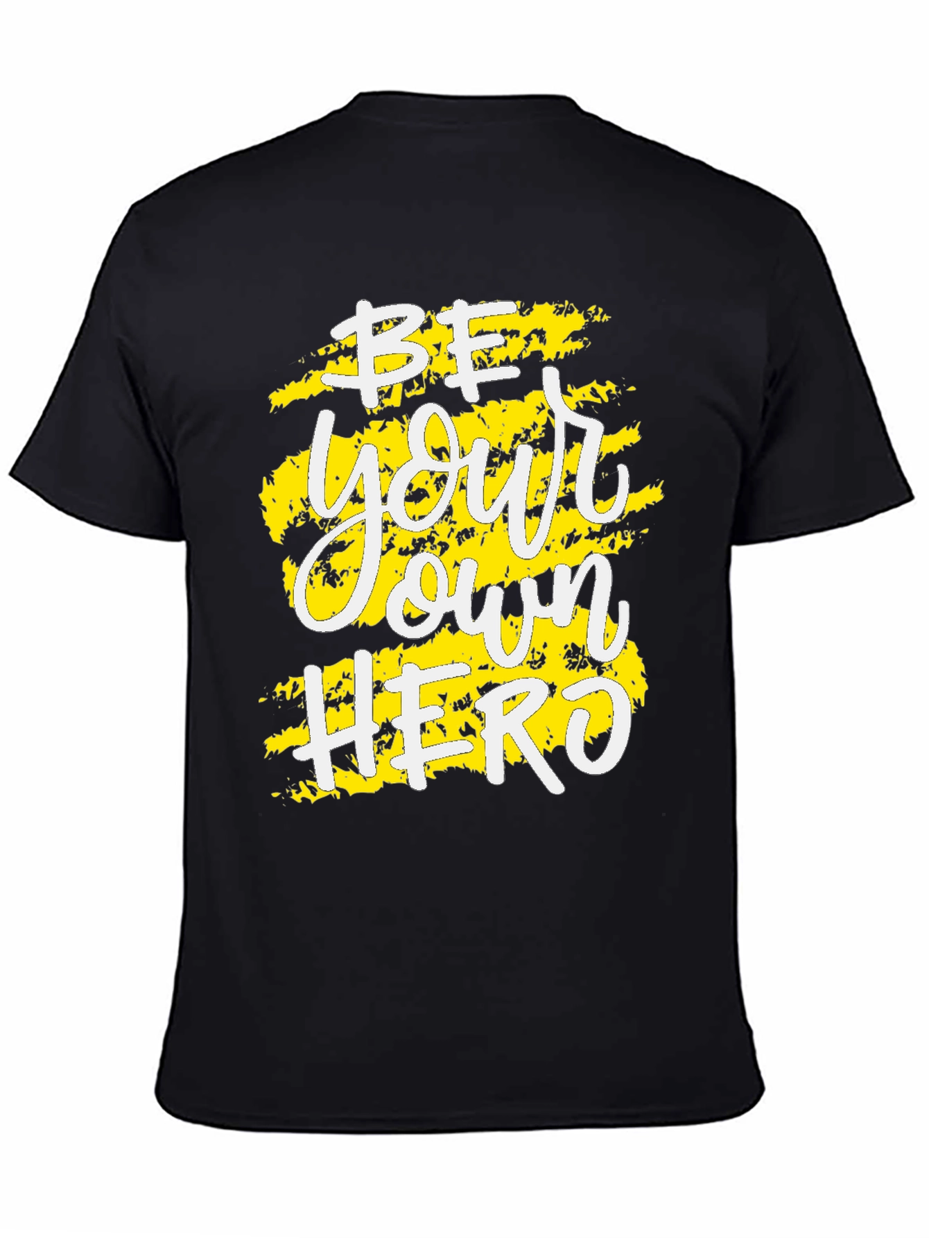 Black Be Your Own Hero Black Graphic Tee - Inspirational Men's T-Shirt view 4