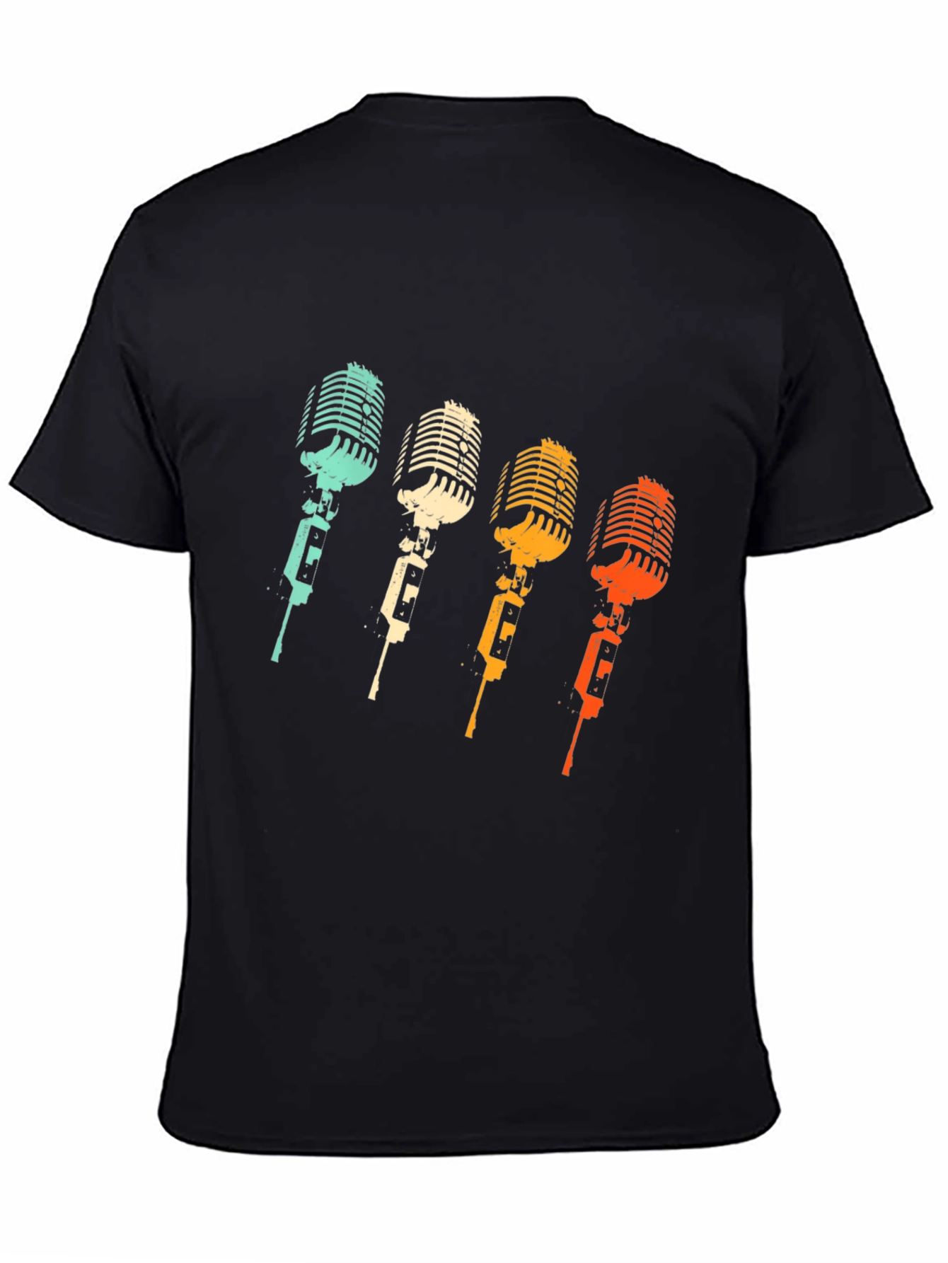 Black Retro Microphone T-Shirt - Vintage Music Lover Tee view 4
