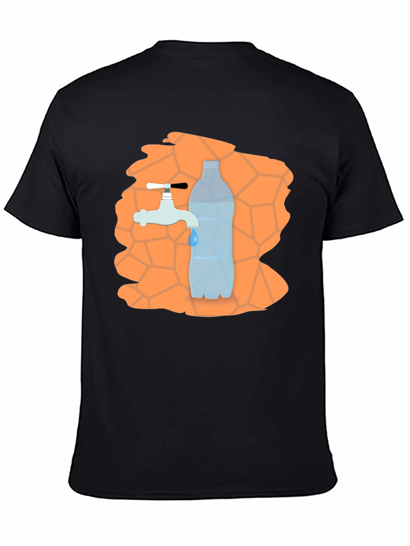 Black Water Tap & Bottle Graphic Tee - Unique Design view 4