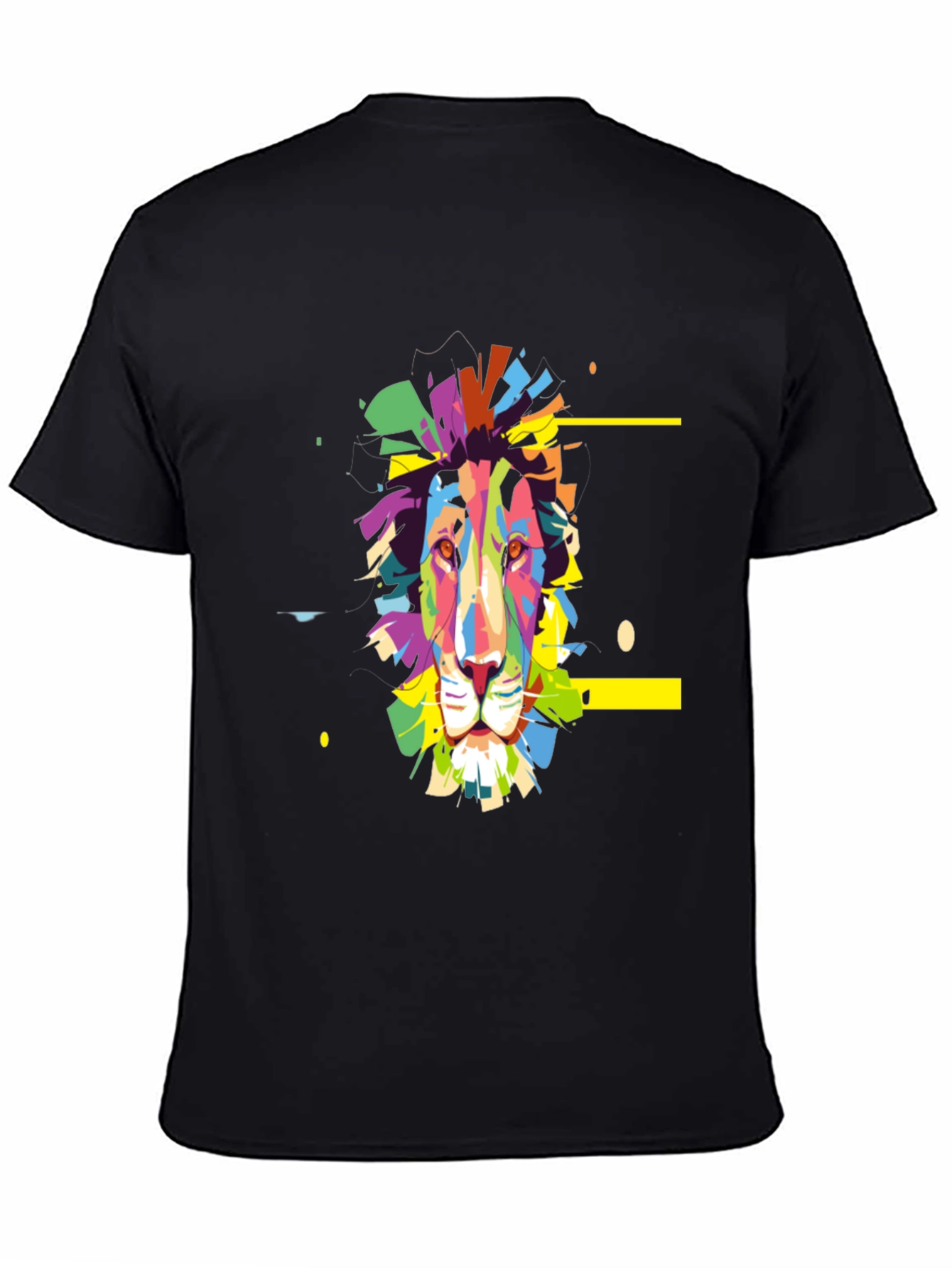 Black Colorful Lion Graphic Print Tee - Black view 4