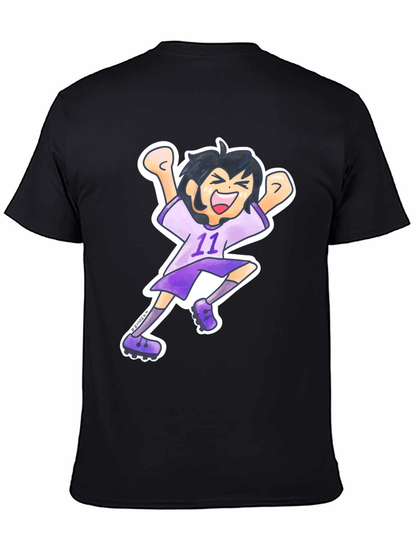 Black Cartoon Soccer Player Graphic Tee view 4