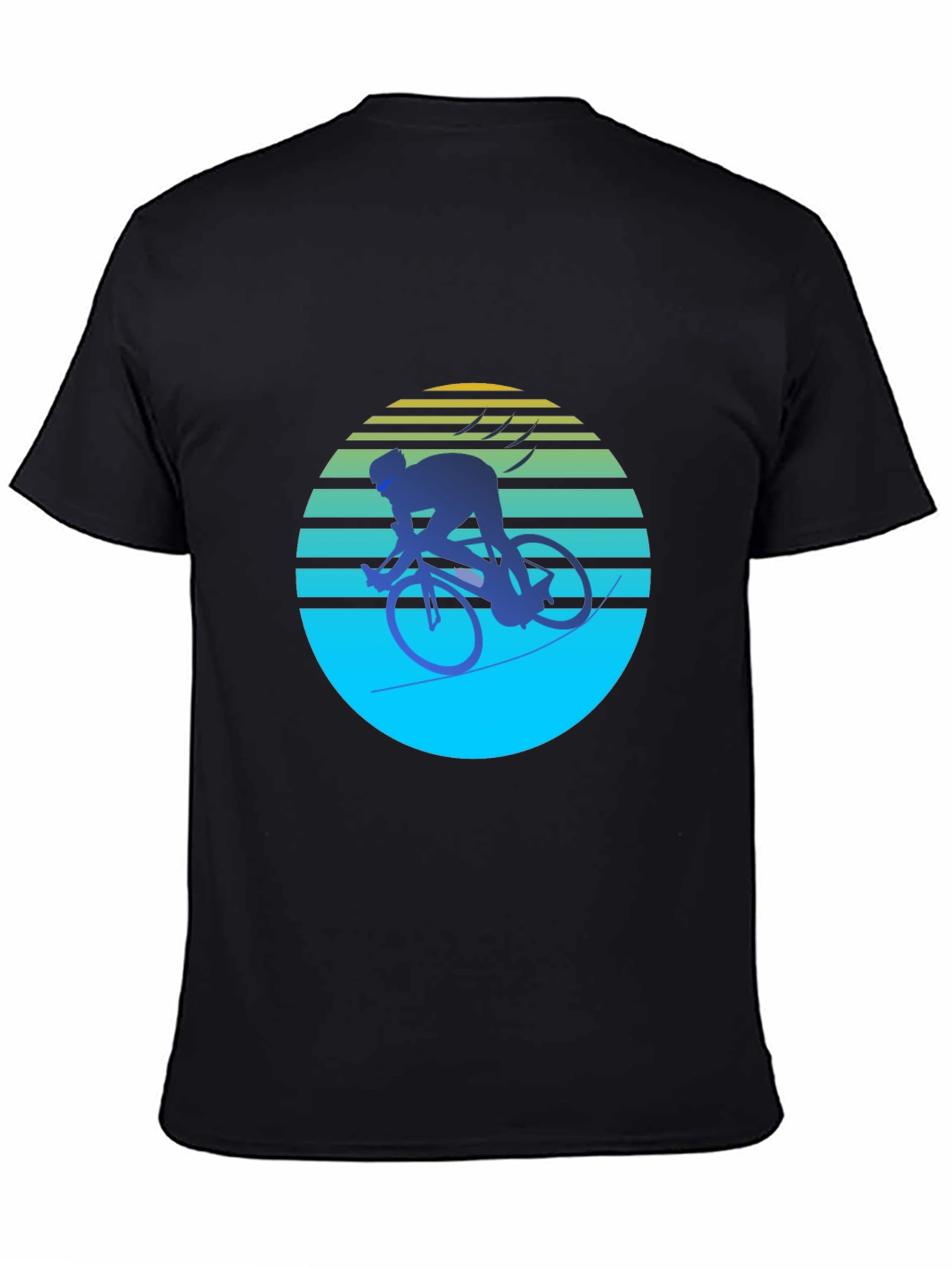 Black Retro Cyclist Graphic Tee - Black Cotton Blend view 4