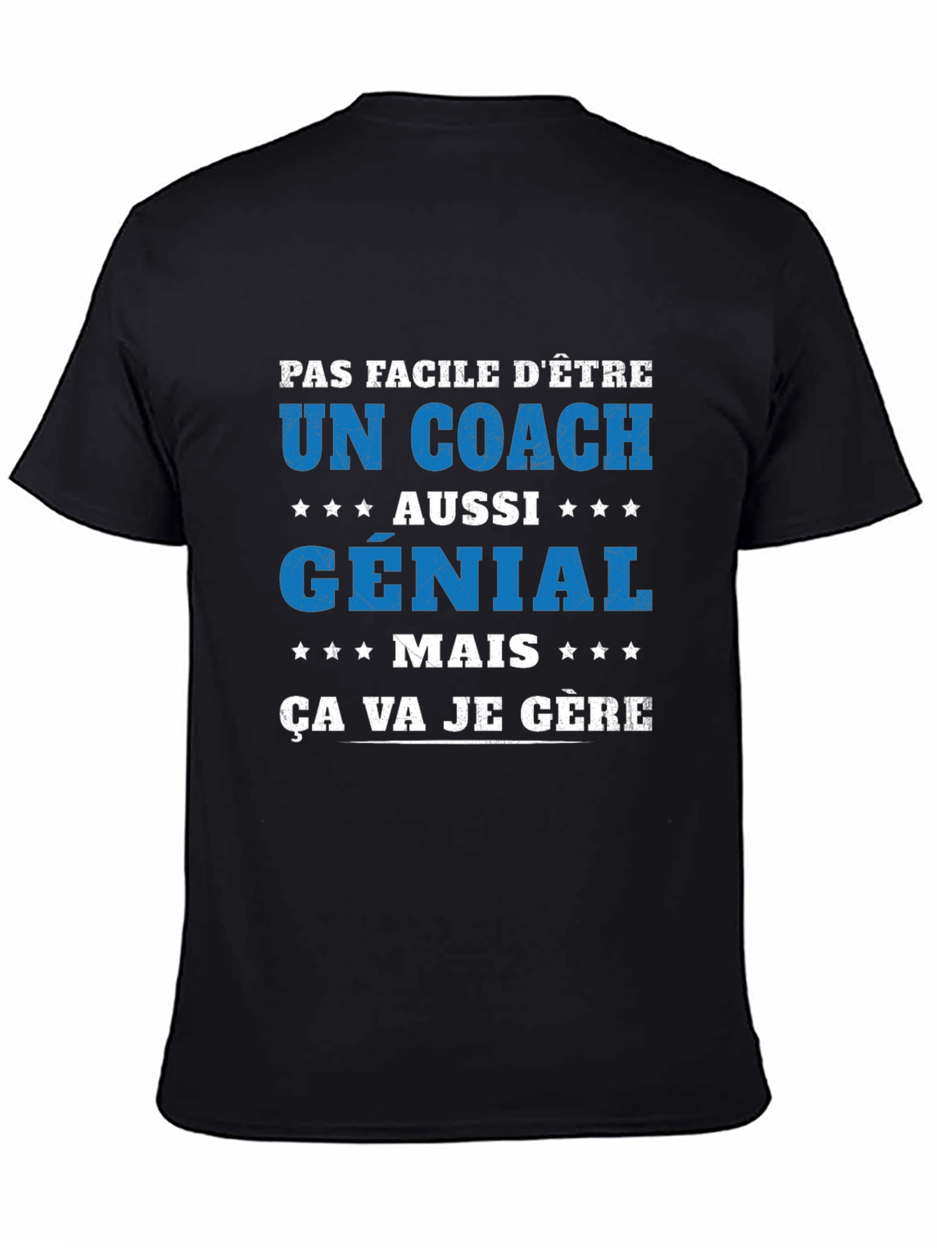 Black Funny Coach T-Shirt - Pas Facile D'Être view 4