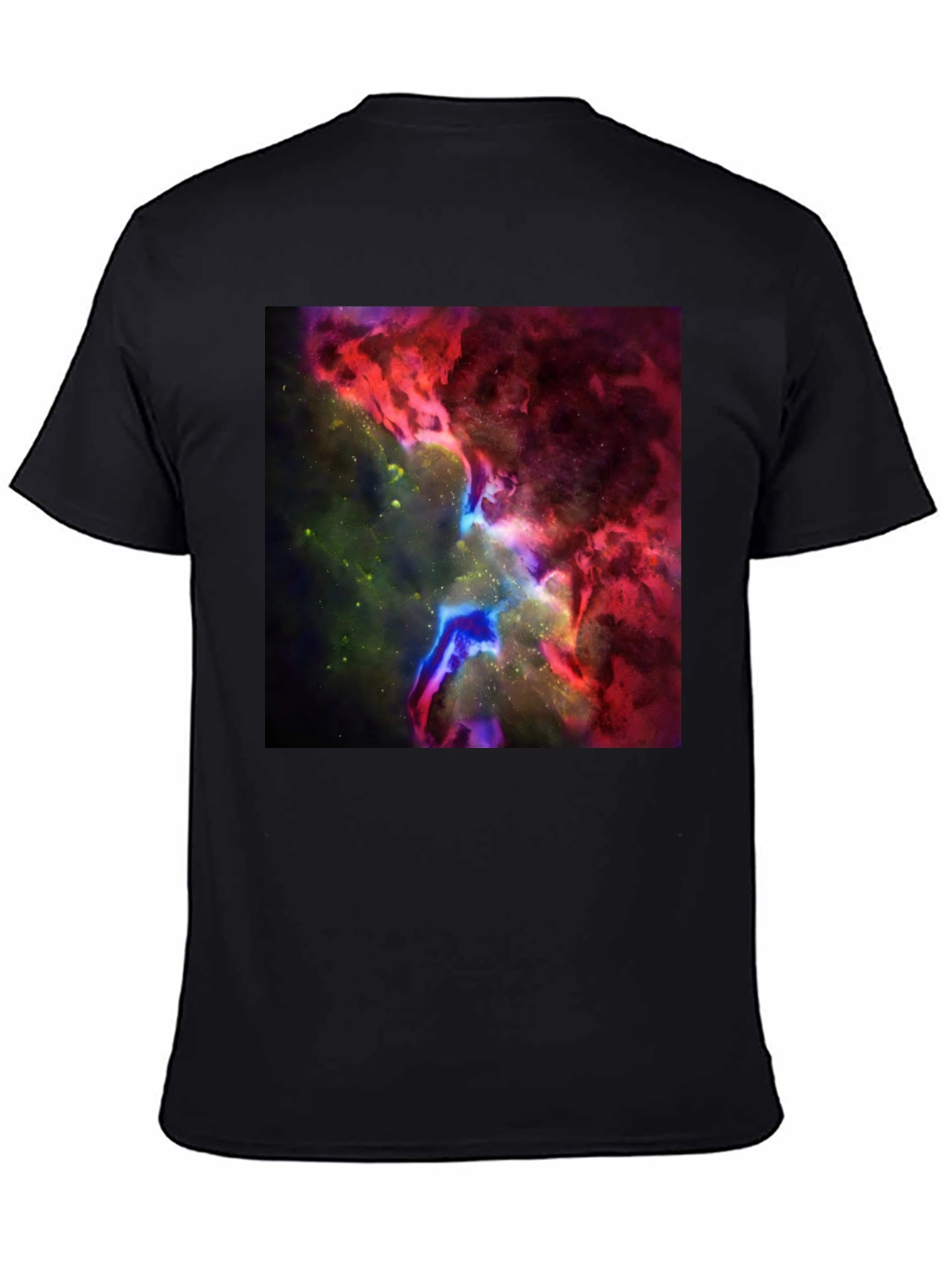 Black Nebula Print Black T-Shirt - Galaxy Design view 4