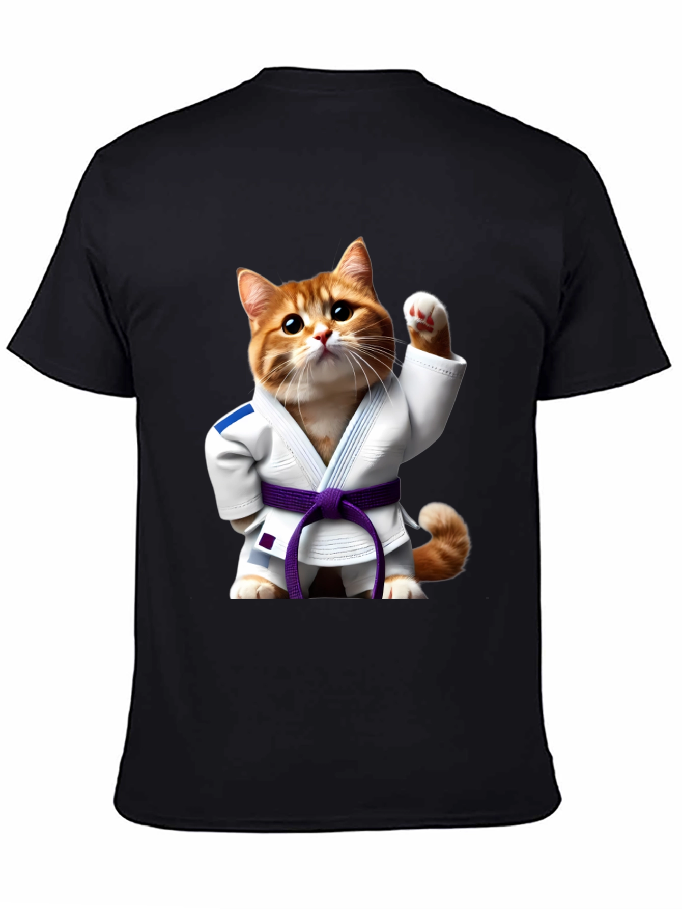 Black Jiu-Jitsu Cat T-Shirt - Martial Arts Kitten Tee view 4