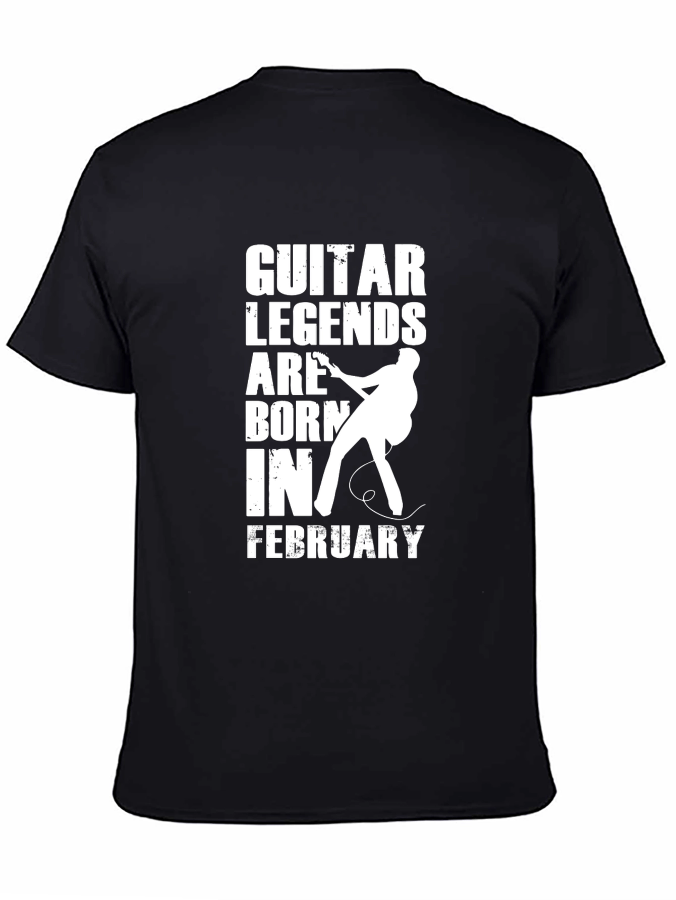 Black Guitar Legends February Birthday Black T-Shirt view 4