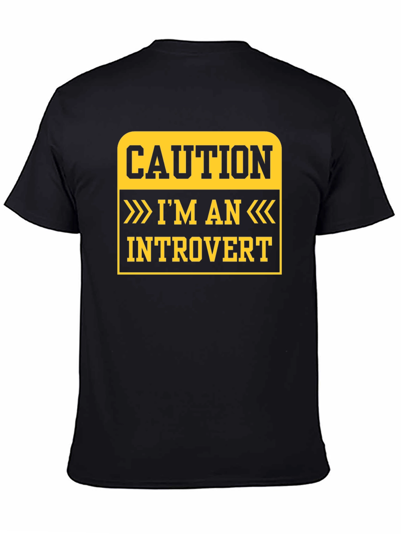 Black Caution Introvert T-Shirt - Funny Statement Tee view 4