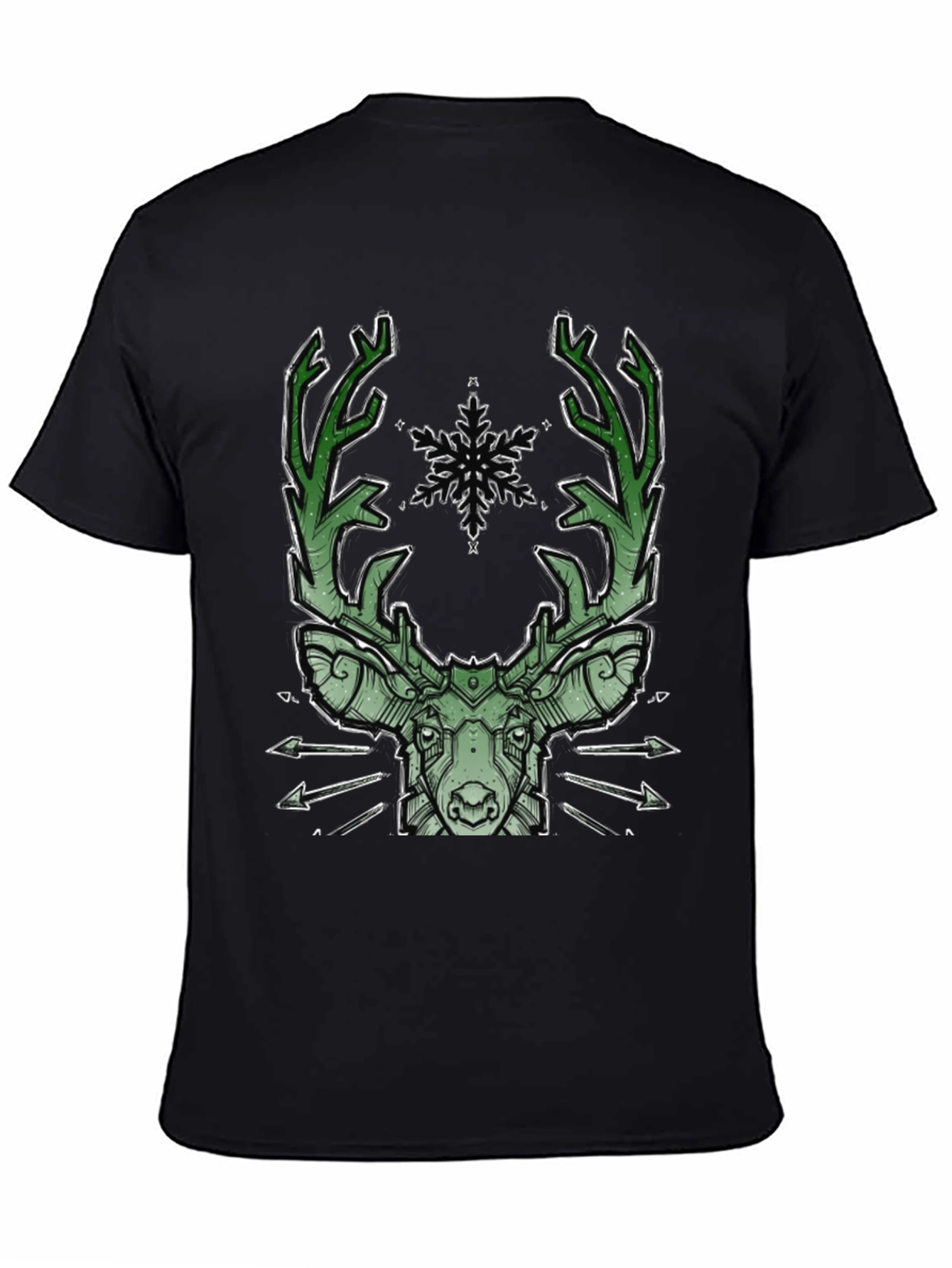 Black Geometric Deer Graphic Tee view 4