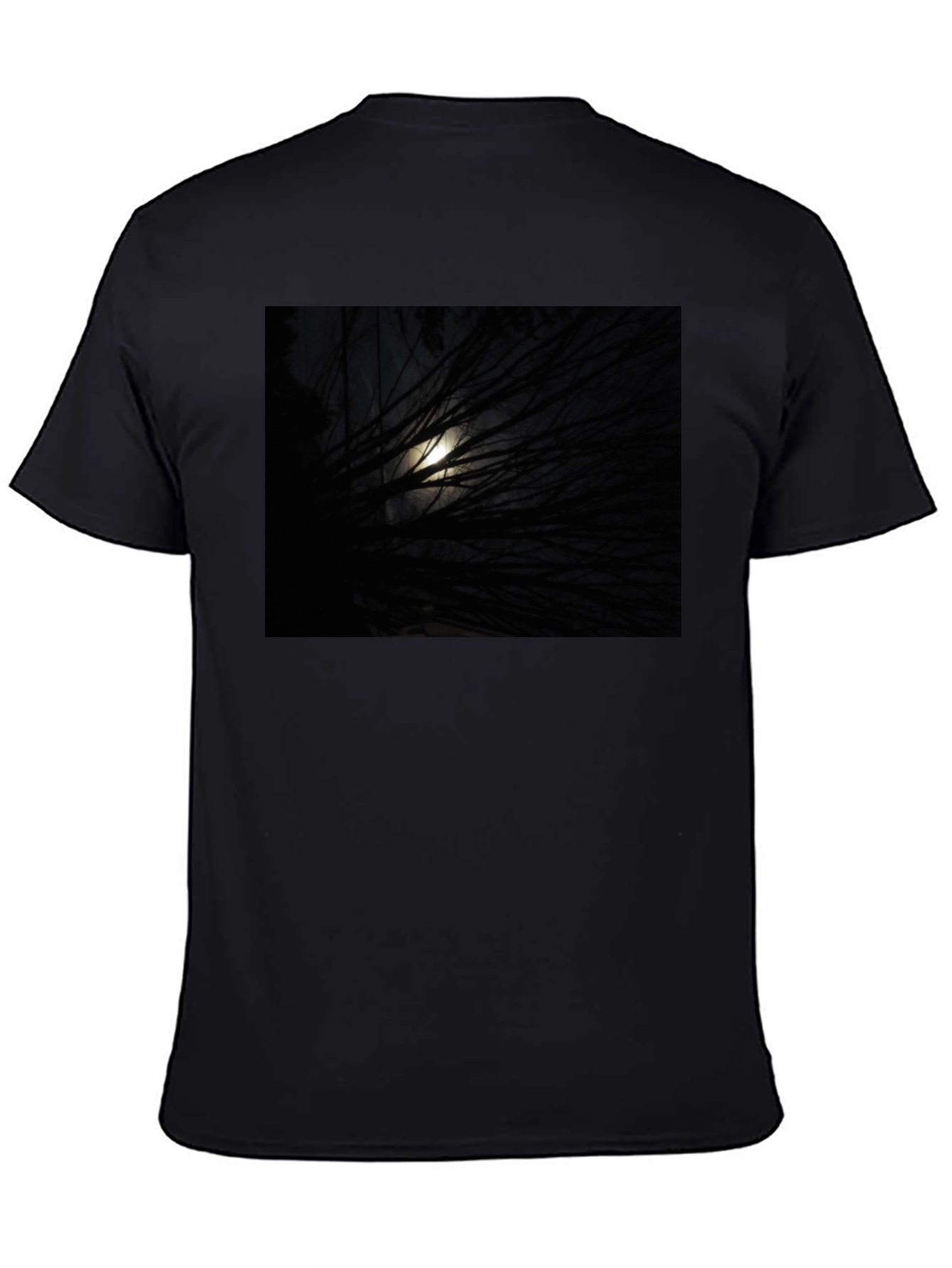 Black Moonlit Branches Graphic Tee - Unisex Black T-Shirt view 4