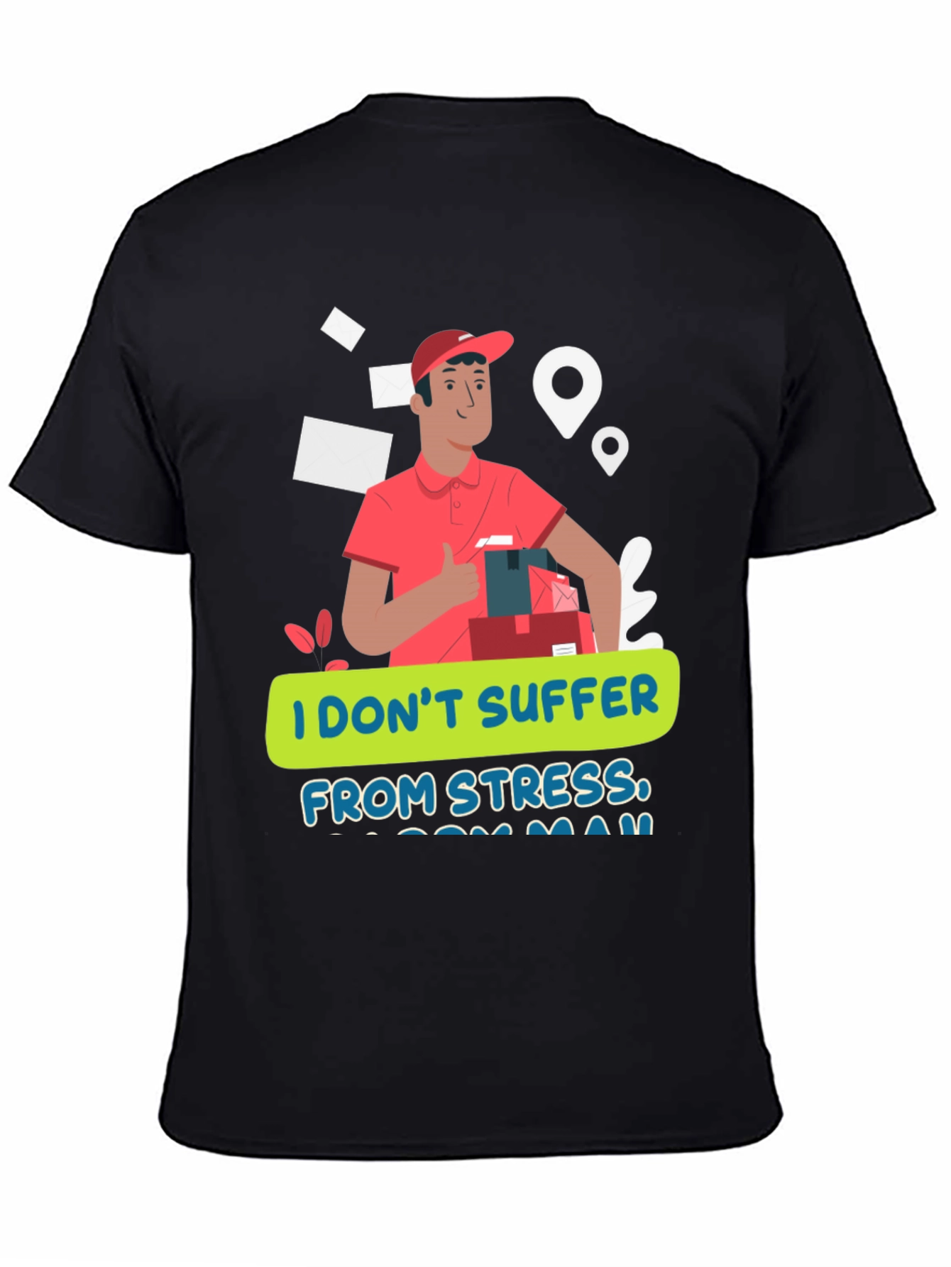 Black Funny Delivery Driver T-Shirt - No Stress Zone view 4