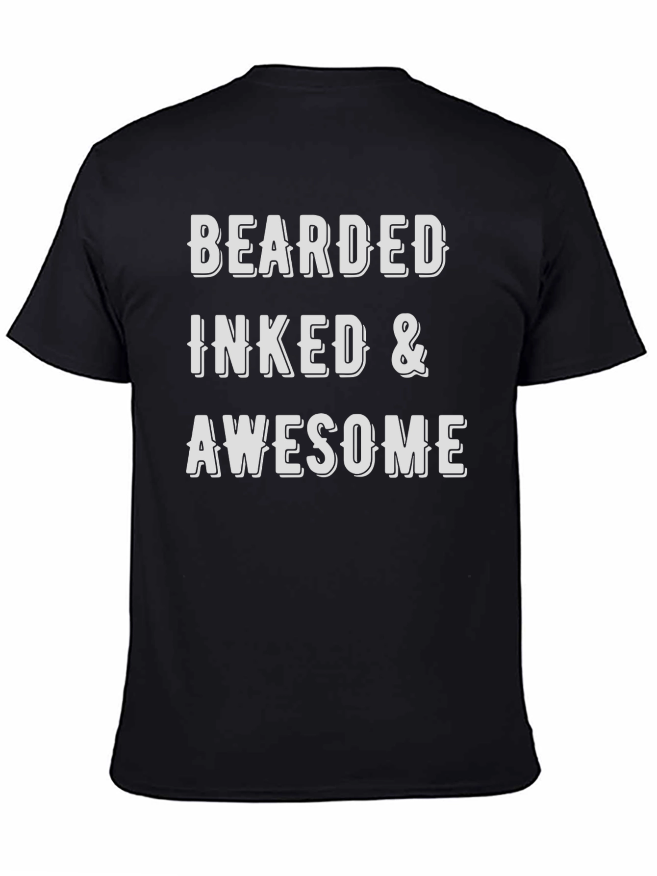Black Bearded Inked & Awesome Men's Black T-Shirt view 4