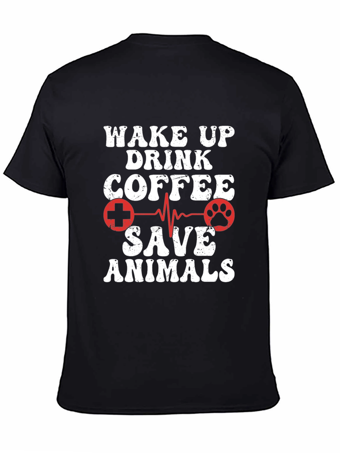 Wake Up Drink Coffee Save Animals Graphic Tee - 4