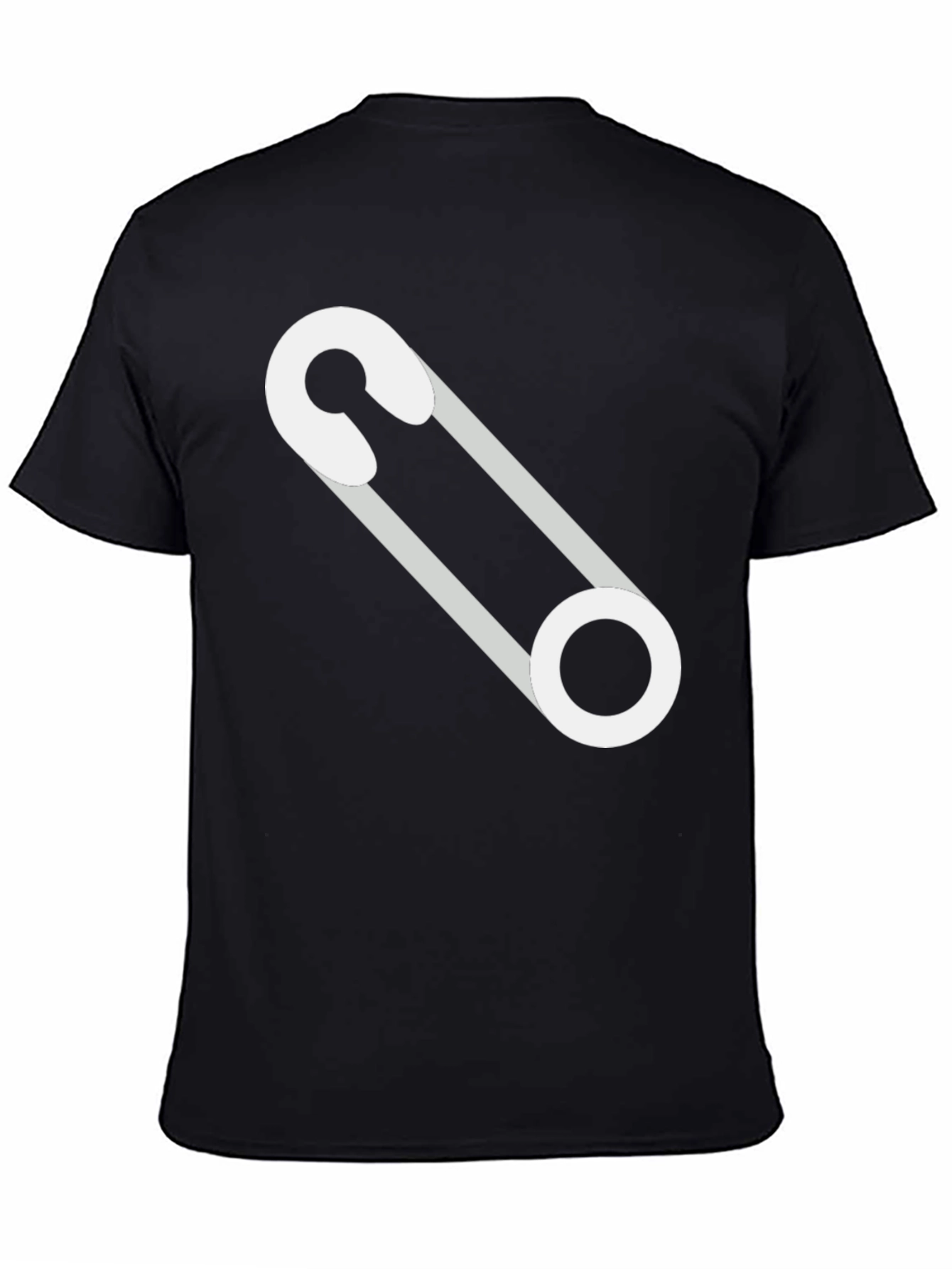 Black Safety Pin Graphic T-Shirt - Modern Casual Tee view 4